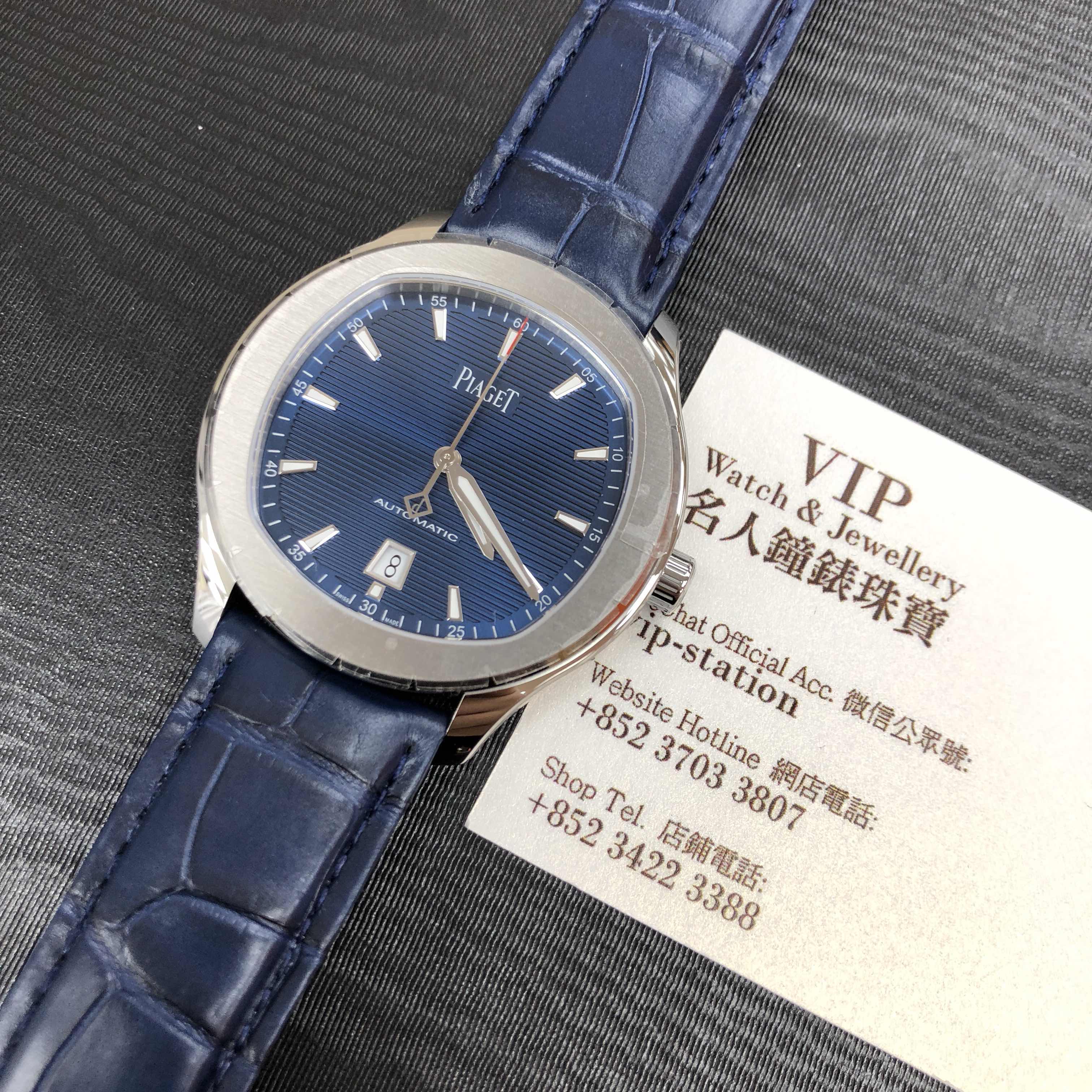Piaget G0A43001 POLO Automatic Replica Watch Blue Dial Steel Case Alligator Strap - Image 5