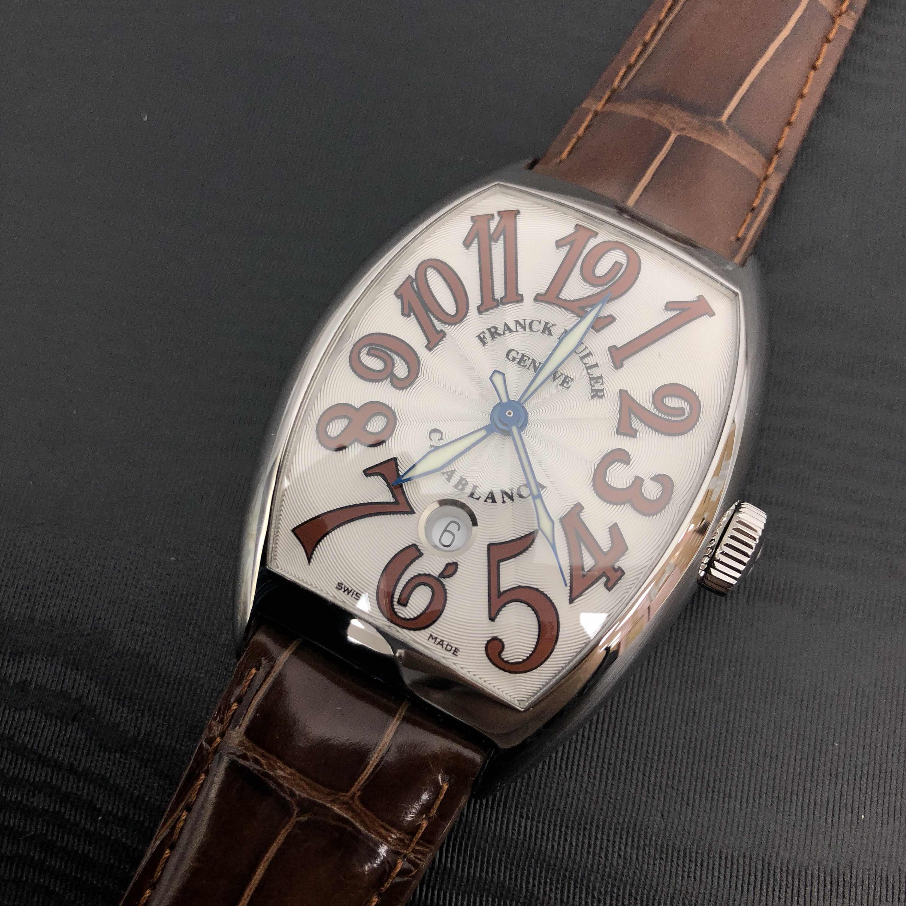 Franck Muller 8880 C DT AC Replica Watch, Silver Dial, Stainless Steel Case, Brown Leather Strap - Image 5
