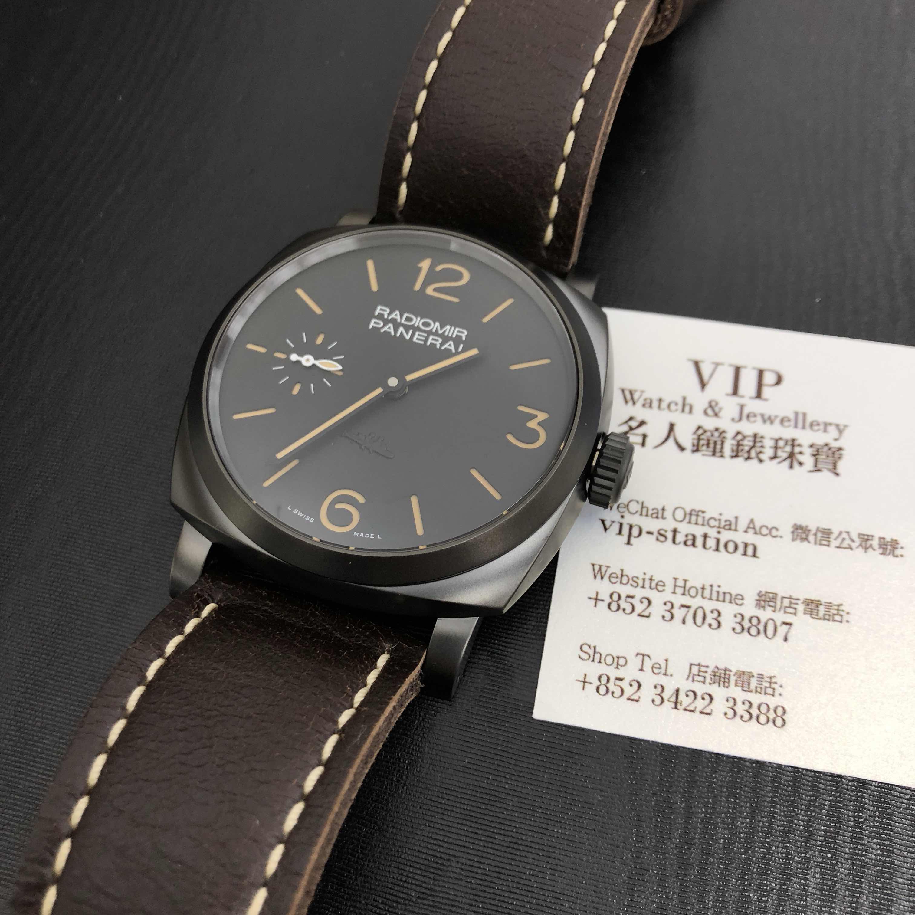 -532-RADIOMIR Replica Watch - Manual Wind - Steel Case - Black Dial - Brown Leather Strap - Image 5