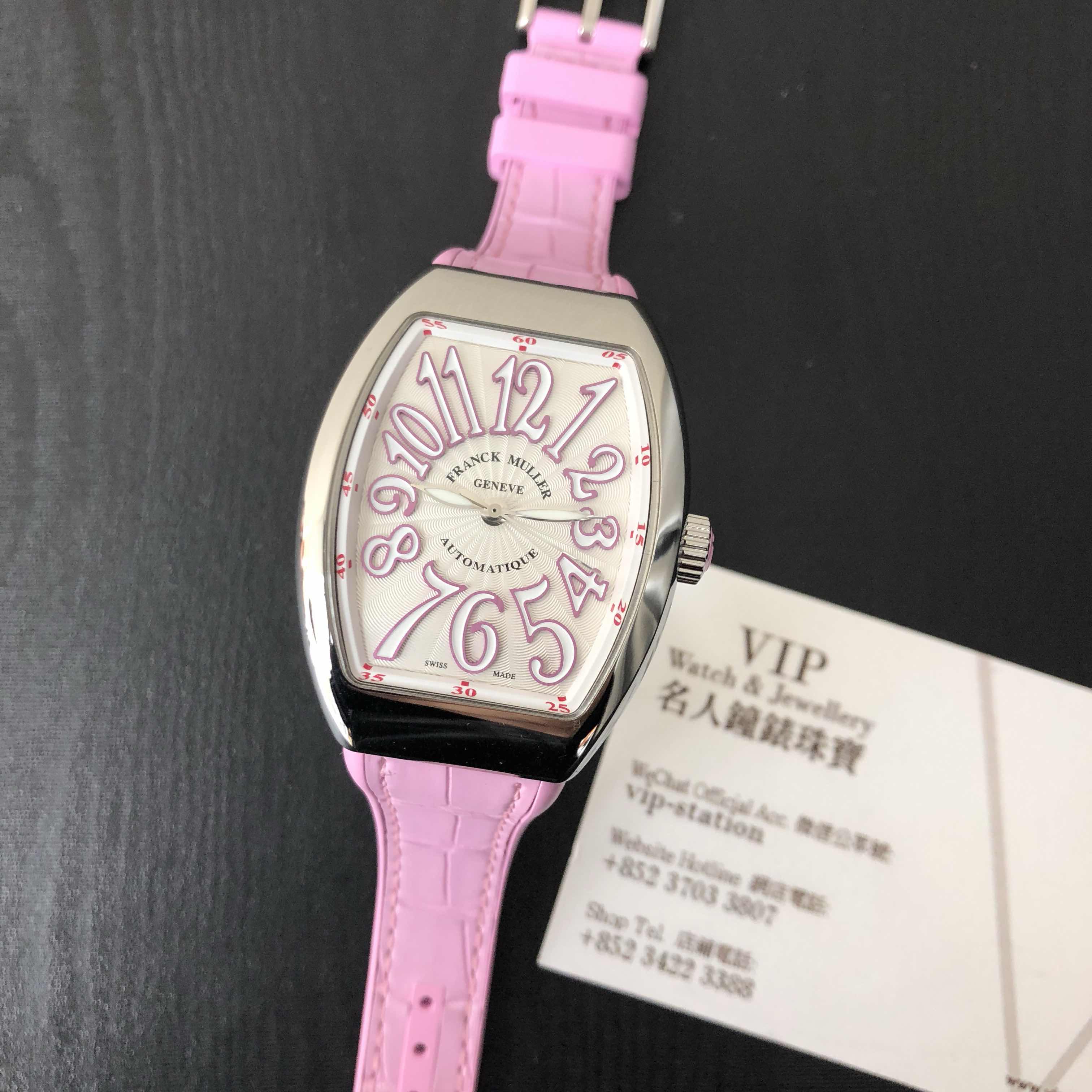 Franck Muller V 35 SC AT FO AC.RS VANGUARD Automatic Steel White Dial Pink Strap Replica Watch - Image 5