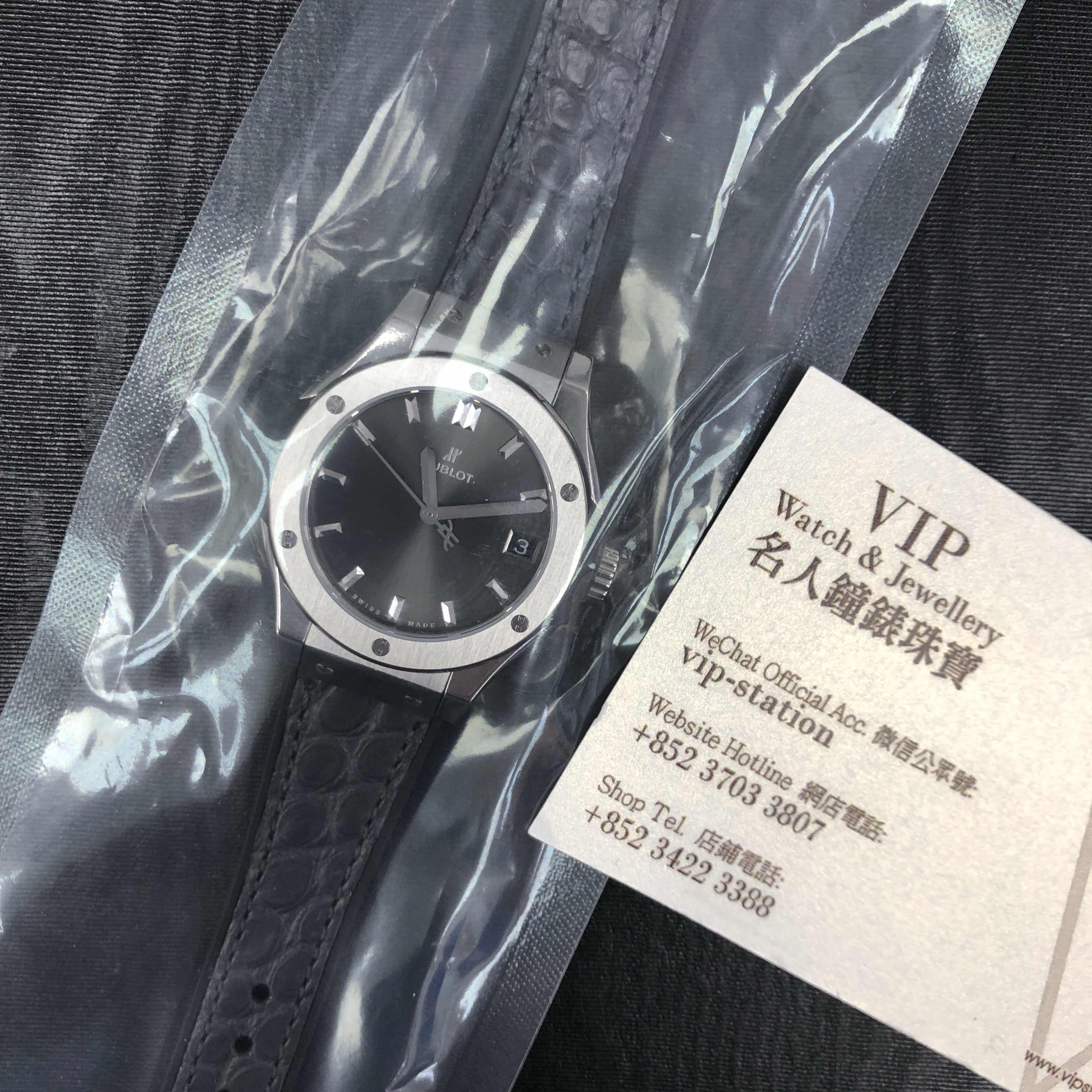 Hublot 581.NX.7071.LR Quartz Titanium Replica Watch - Classic Fusion 33mm钛金属表壳黑面鳄鱼皮带 - Image 5