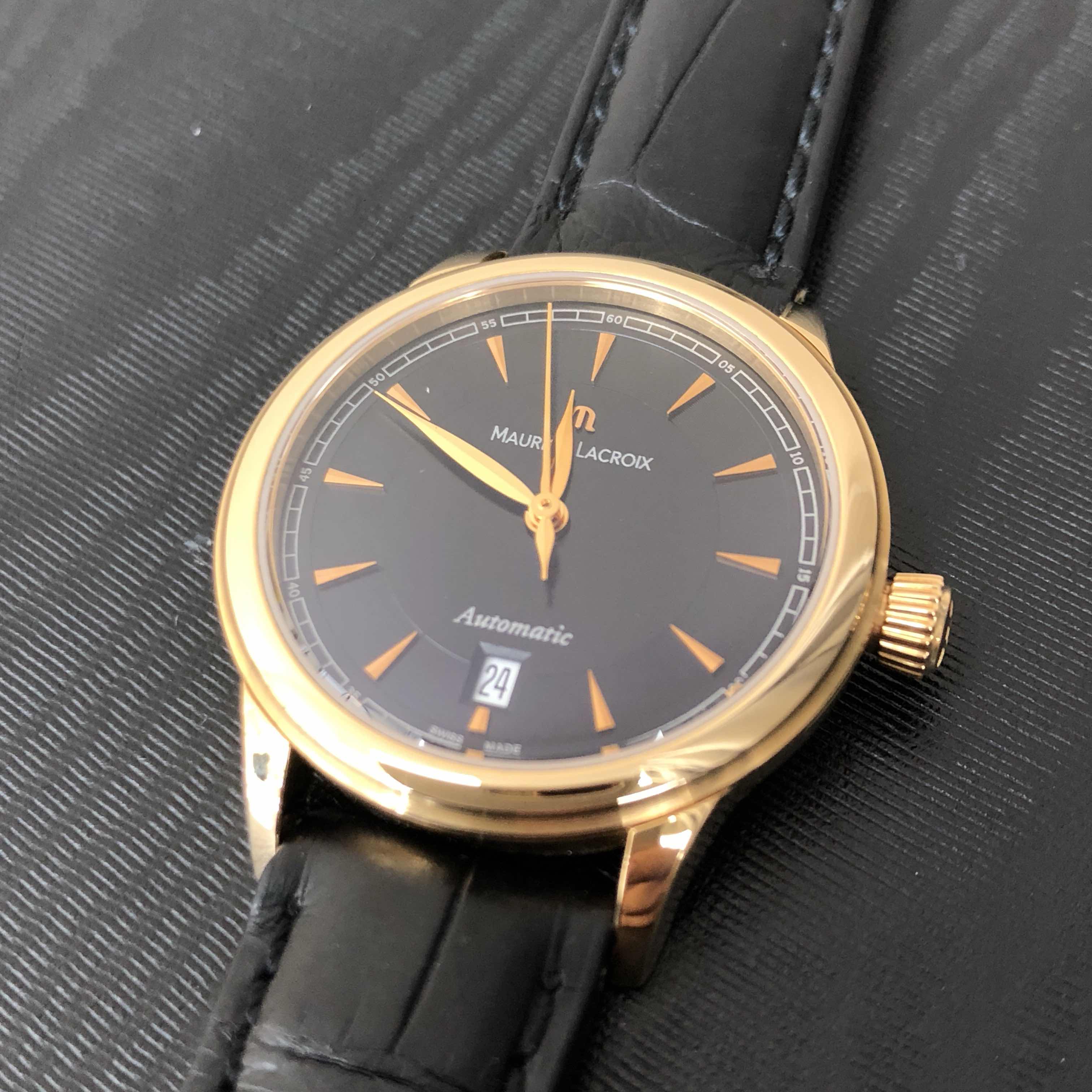 Maurice Lacroix LC6003-PG101-230 Replica Watch, Quartz Movement, 18kt Rose Gold Case, Black Dial - Image 5
