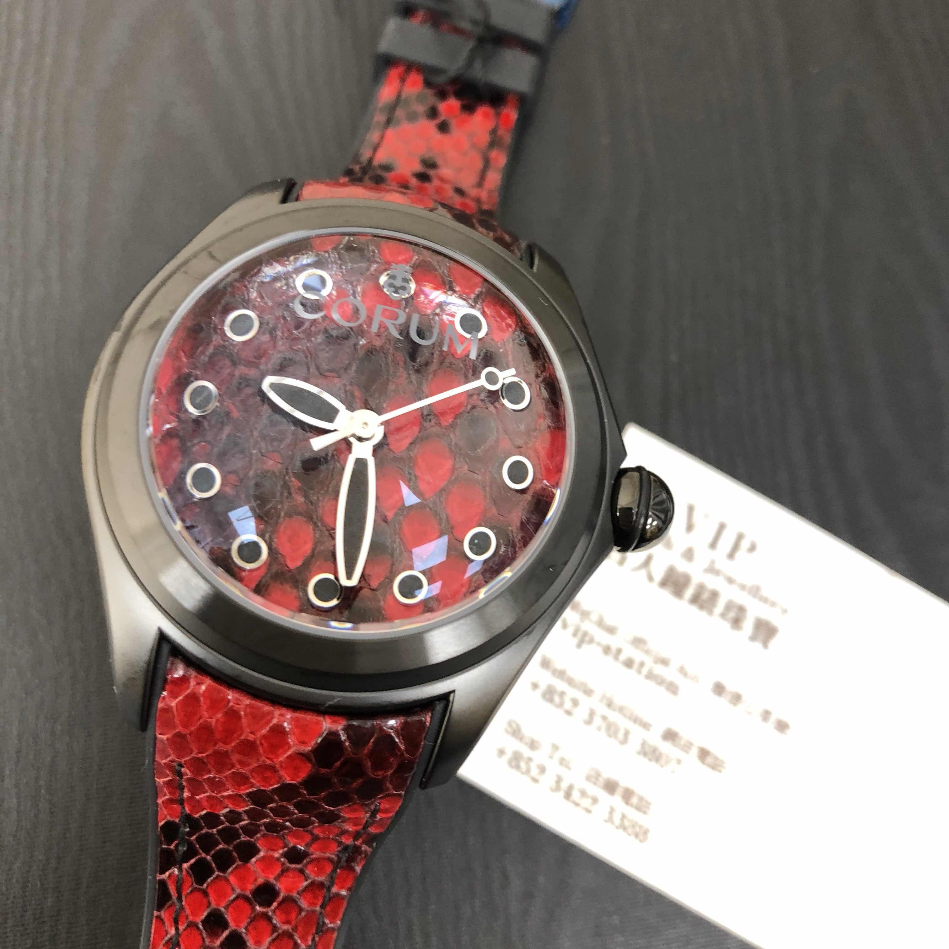 Corum 082.310.98/0335 PR01 Bubble Replica Watch, Automatic, Red Dial, Steel Case, Red Leather Strap - Image 5