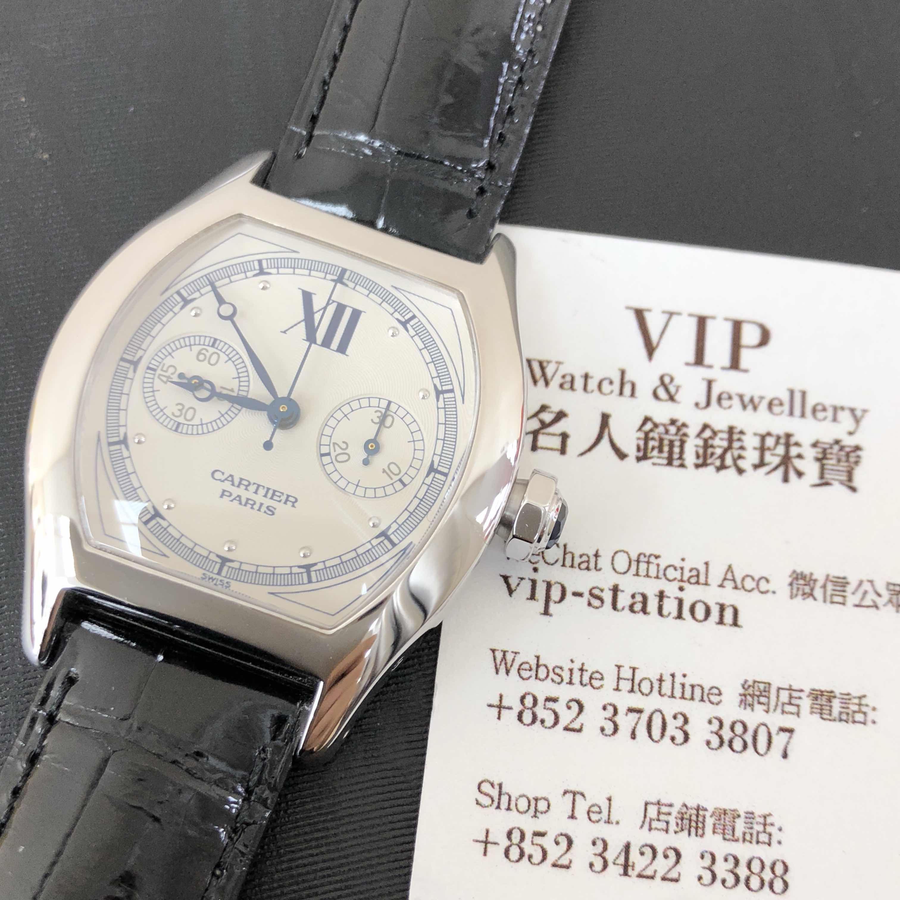 Cartier W1525851 TORTUE Manual Wind 18kt White Gold Replica Watch - Silver Dial, Black Alligator - Image 5