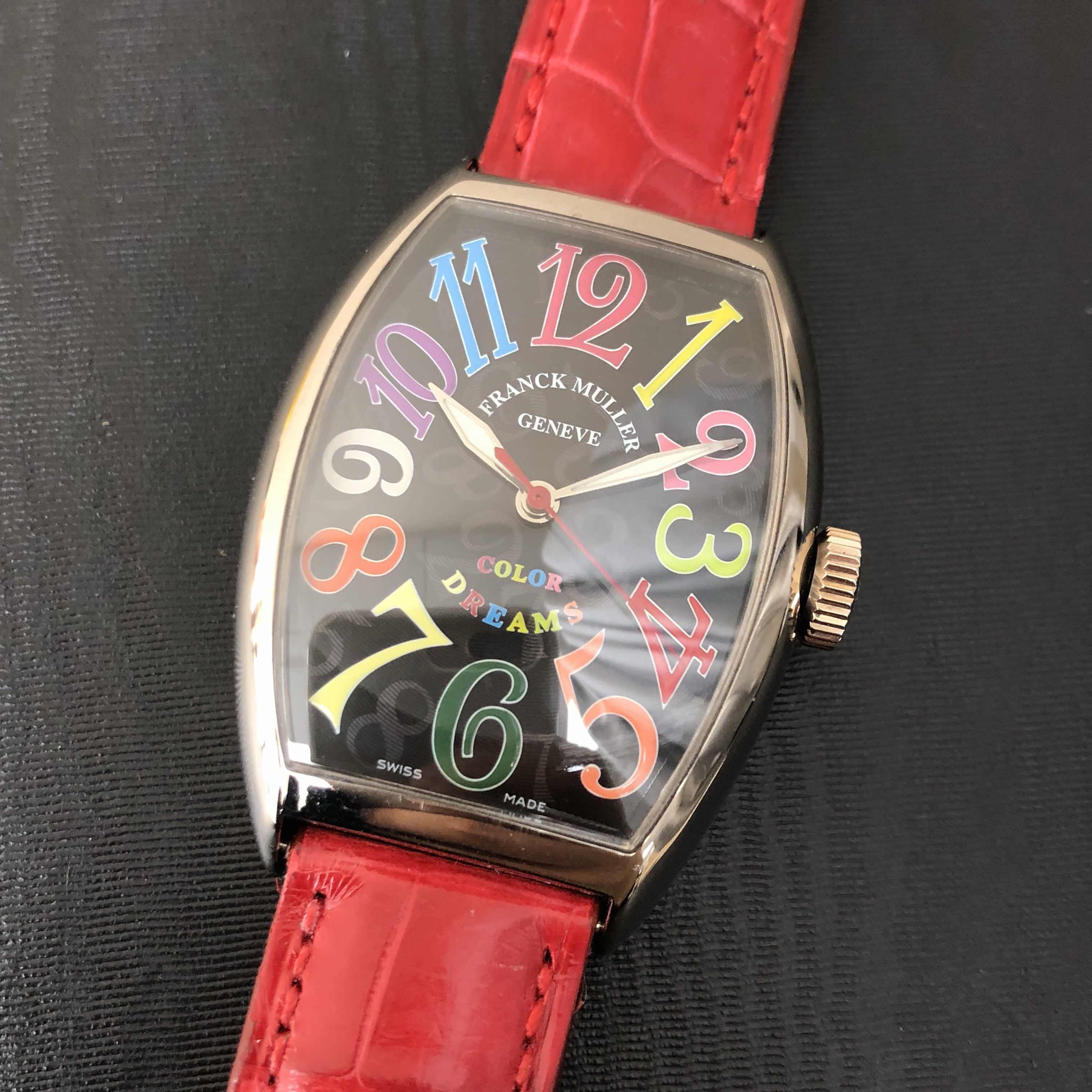 Franck Muller 5850 SC COL DRM OG Cintree Curvex Automatic 18kt White Gold Black Dial Red Alligator - Image 5