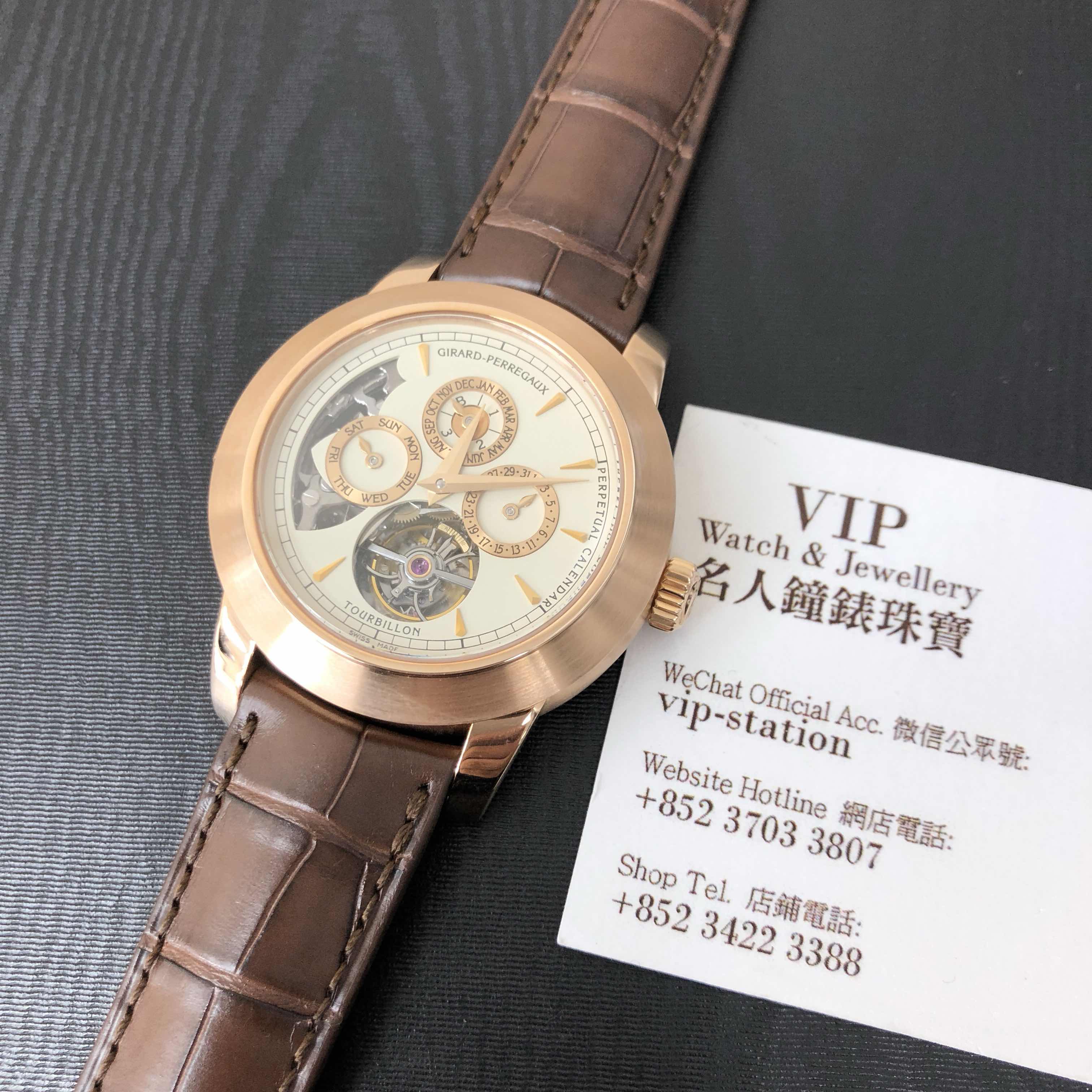 Girard Perregaux 99741-52-831-BAEA Manual Wind 18kt Rose Gold Brown Alligator Replica Watch - Image 5