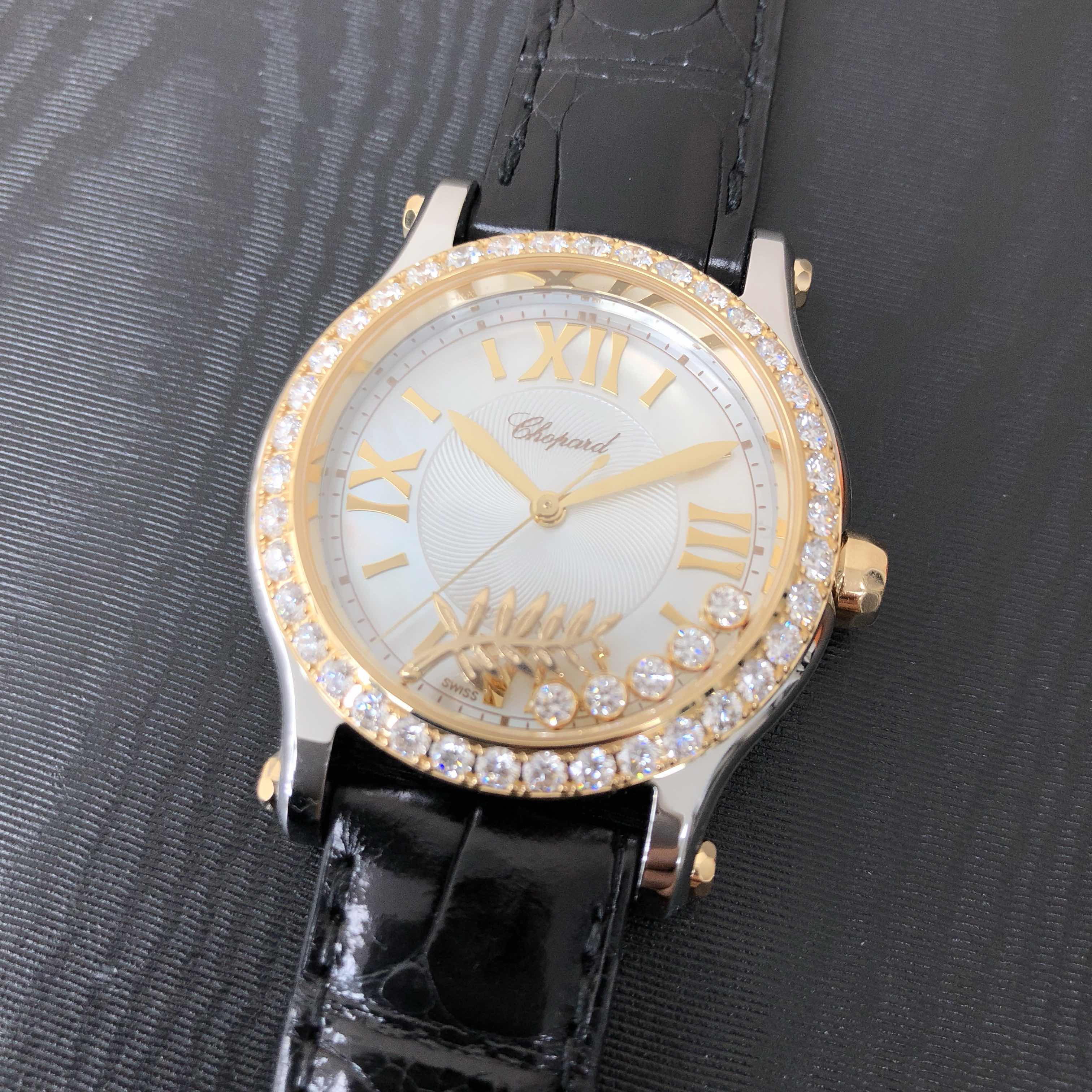 Chopard 278578-4001 | Automatic | 18kt Gold Diamond Steel | White Dial Black Alligator Strap - Image 4