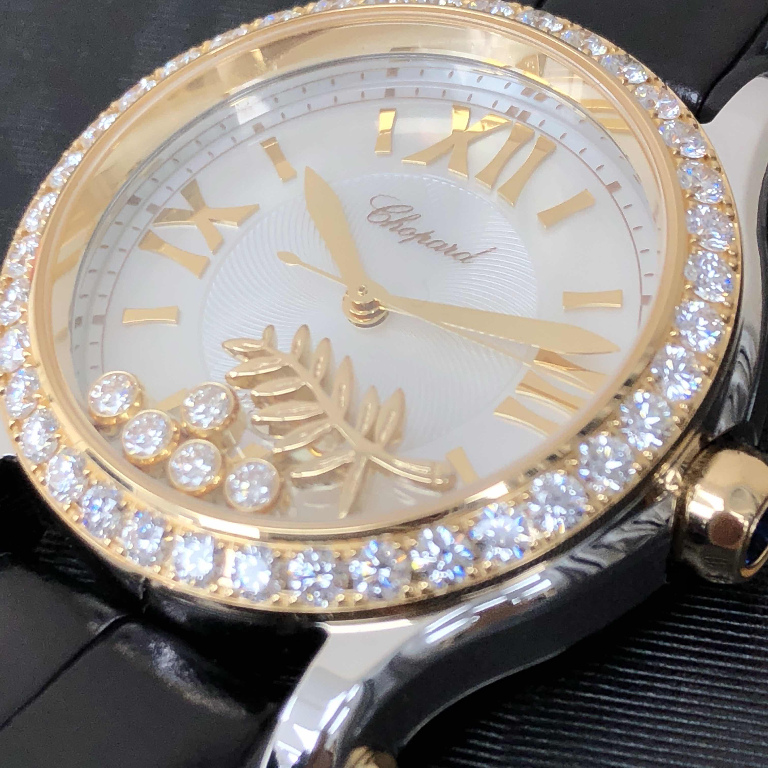 Chopard 278578-4001 | Automatic | 18kt Gold Diamond Steel | White Dial Black Alligator Strap - Image 5