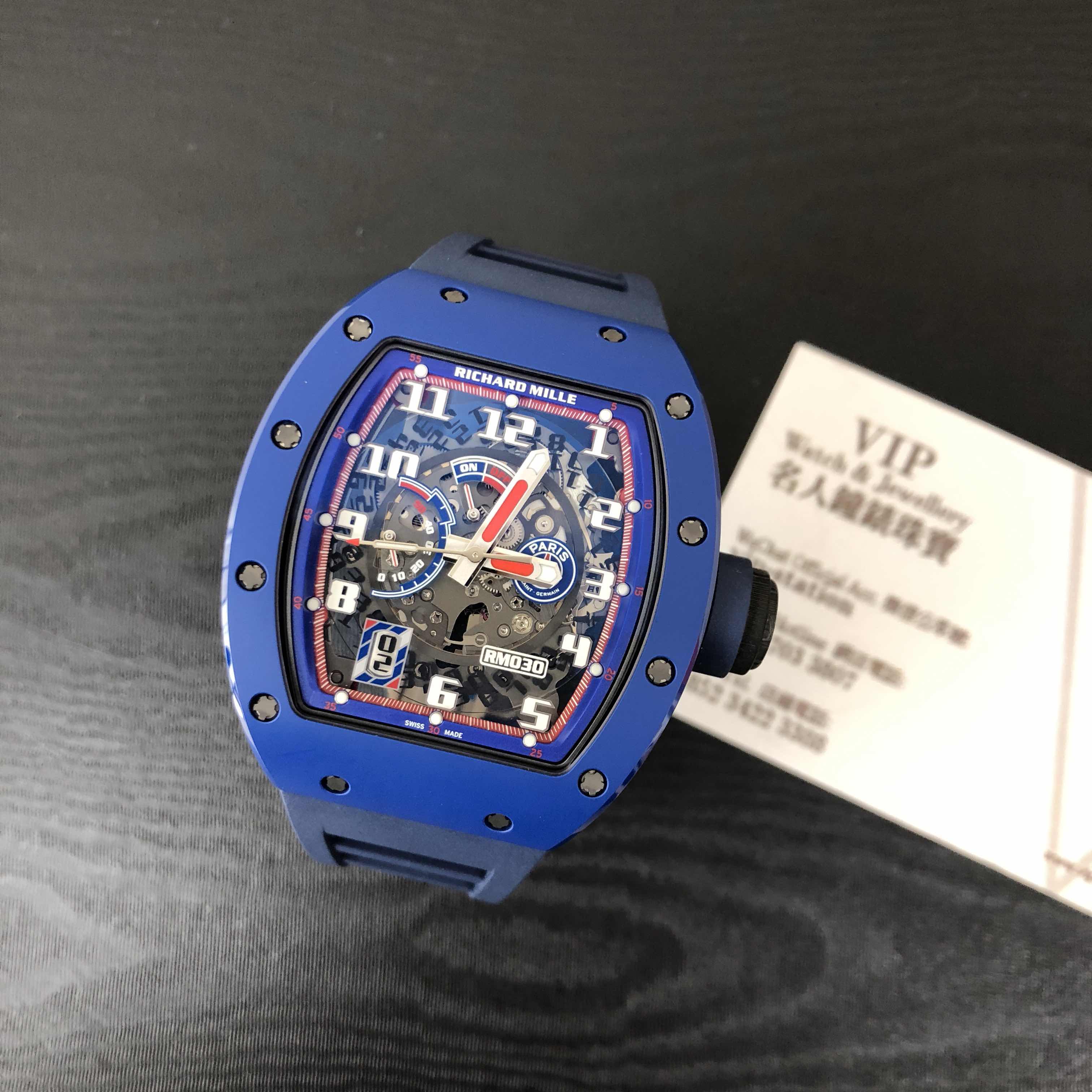 Richard Mille RM030-PSG Replica Watch, Automatic, Silver Dial, Steel Case, Black Rubber Strap - Image 5