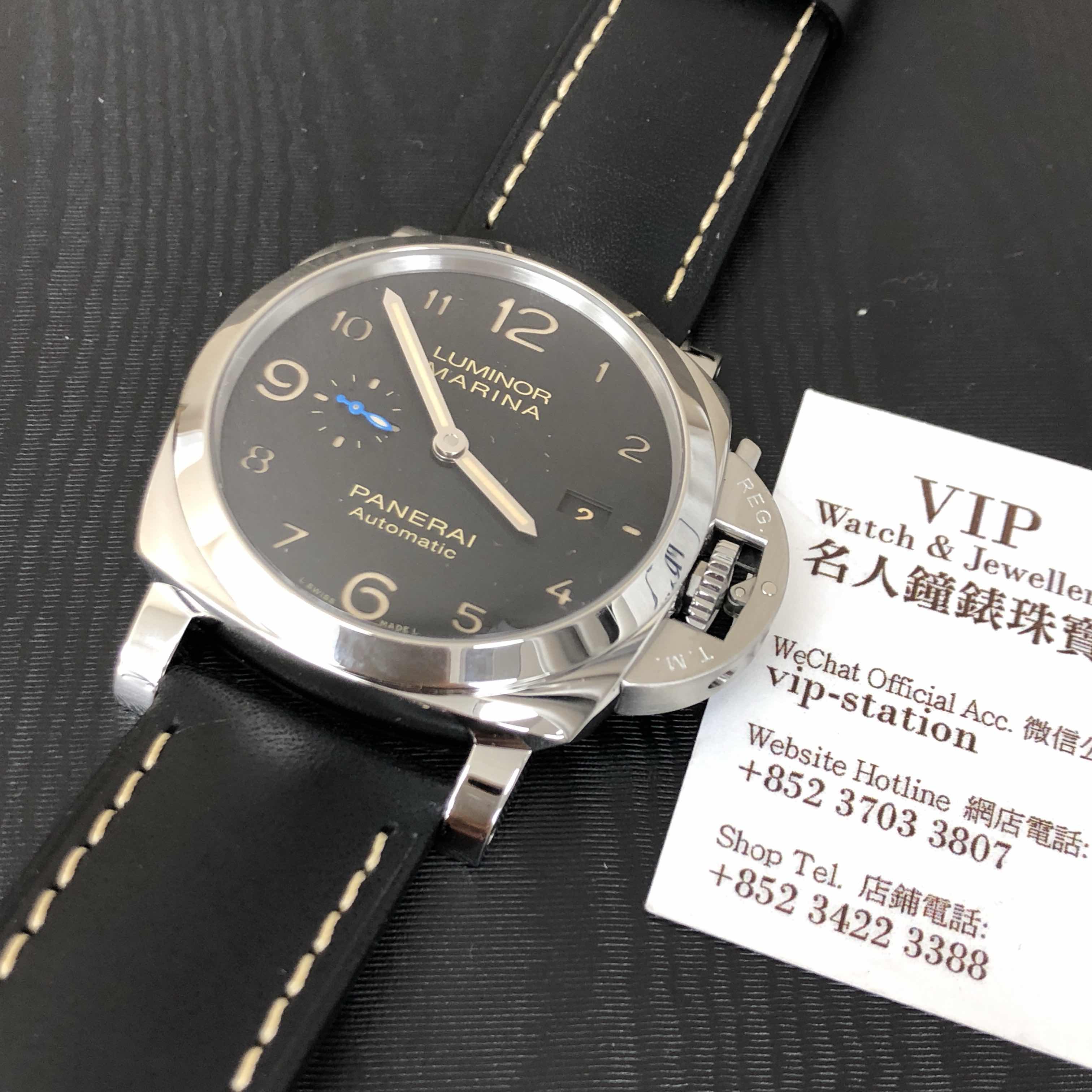 Panerai PAM01359 Luminor Automatic Stainless Steel Black Dial Alligator Strap Replica Watch - Image 5