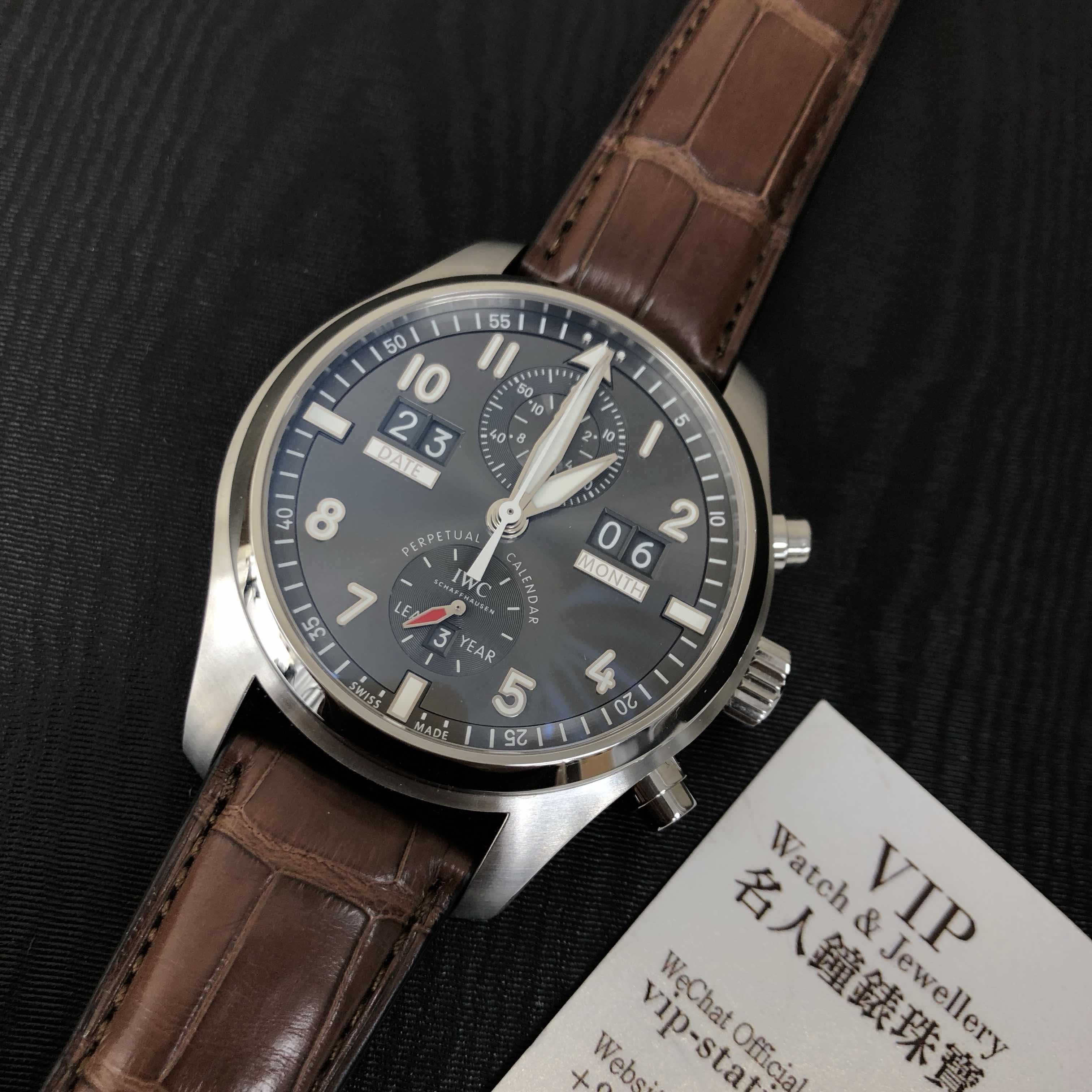 IWC IW379107 Replica Watch, Gray Dial, Steel Case, Brown Leather Strap, Automatic - Image 5