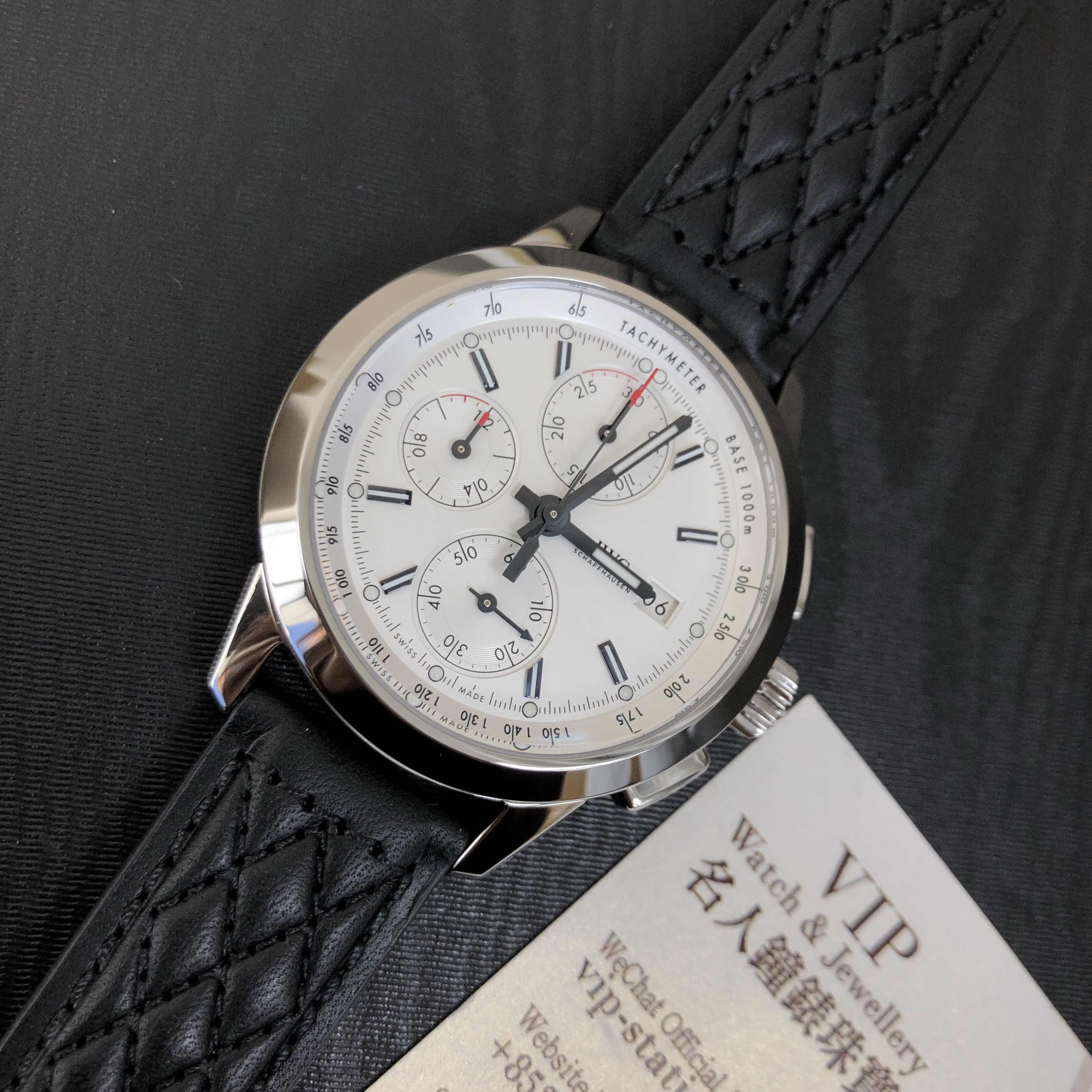 IWC IW380701 Ingenieur Replica Watch, Automatic, White Dial, PVD Titanium Case, Black Leather Strap - Image 5