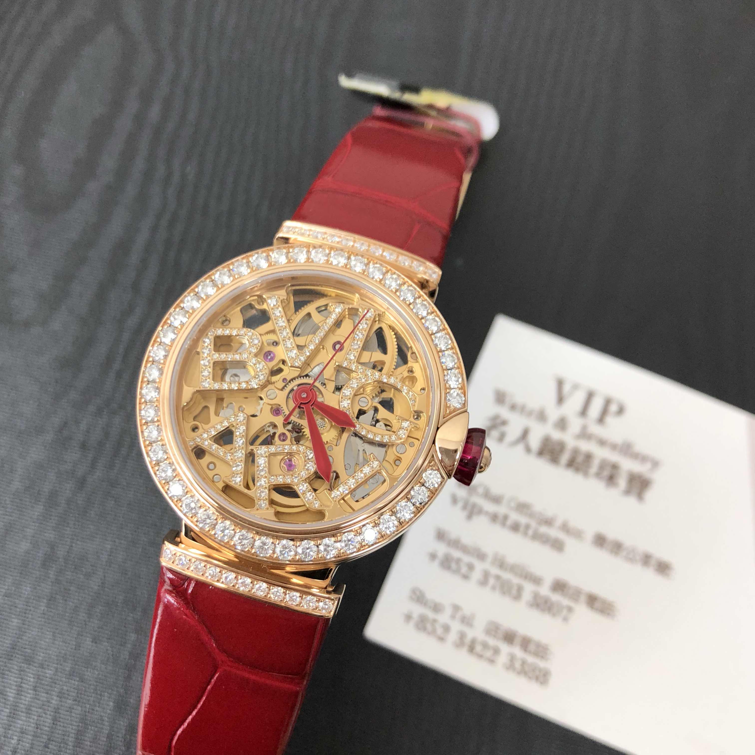 Bulgari LVCEA LUP33SKGDL Automatic 18kt Rose Gold Diamonds Red Alligator Replica Watch - Image 5