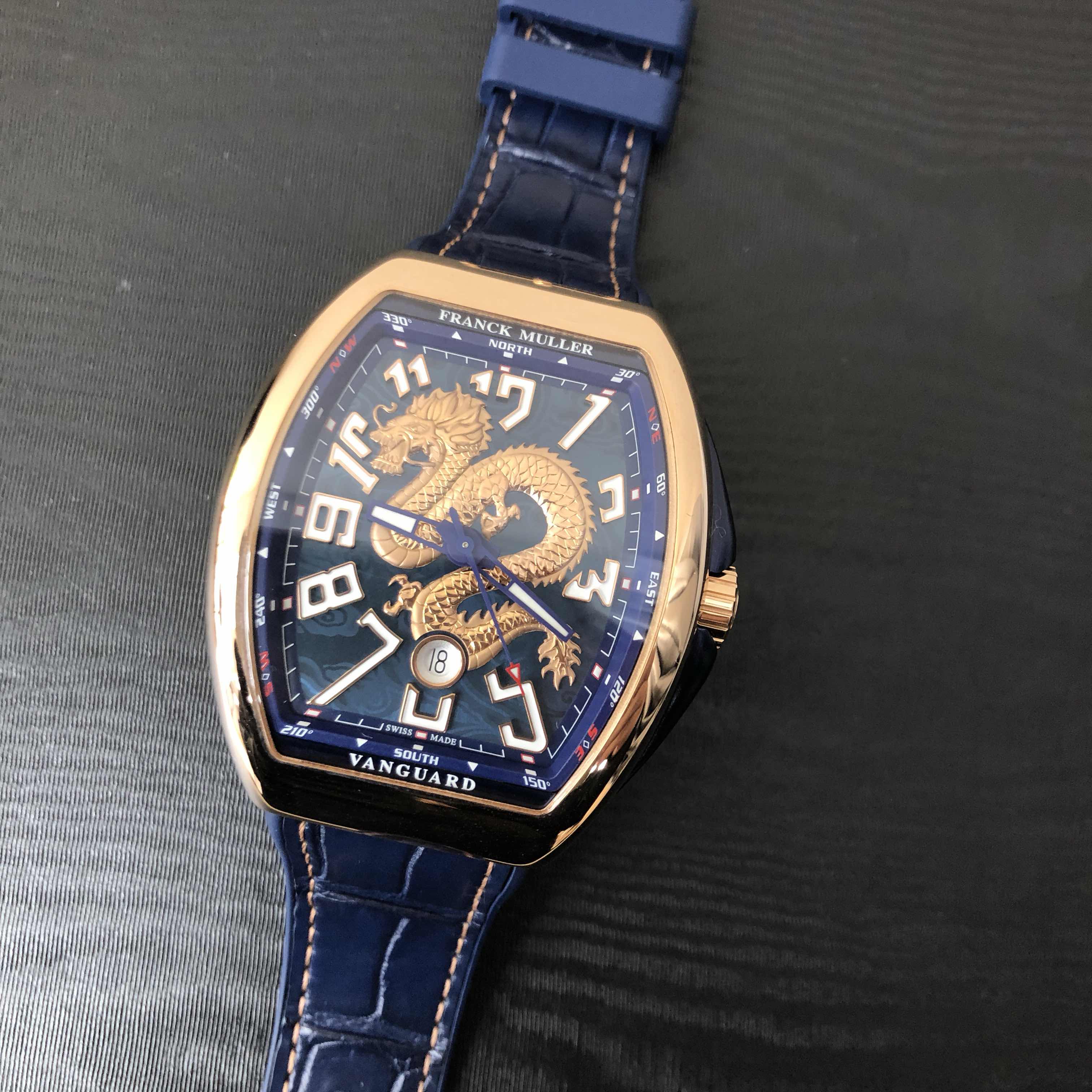 Franck Muller V 45 SC DT DRAGON KING 5N.BL | Automatic | 18kt Rose Gold Case | Replica Watch - Image 5