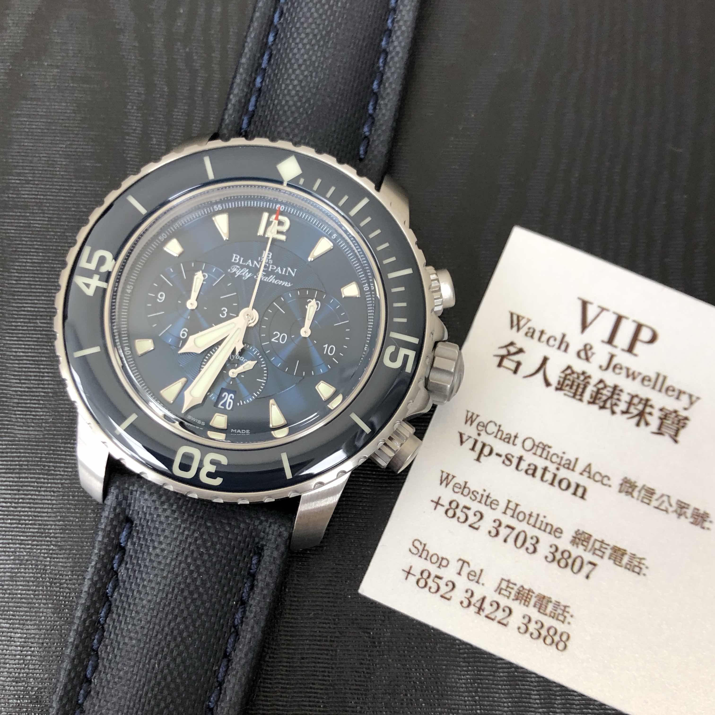 Blancpain 5085FB-1140-52B Fifty Fathoms Replica Watch, Blue Dial, Steel Case, Canvas Strap - Image 5