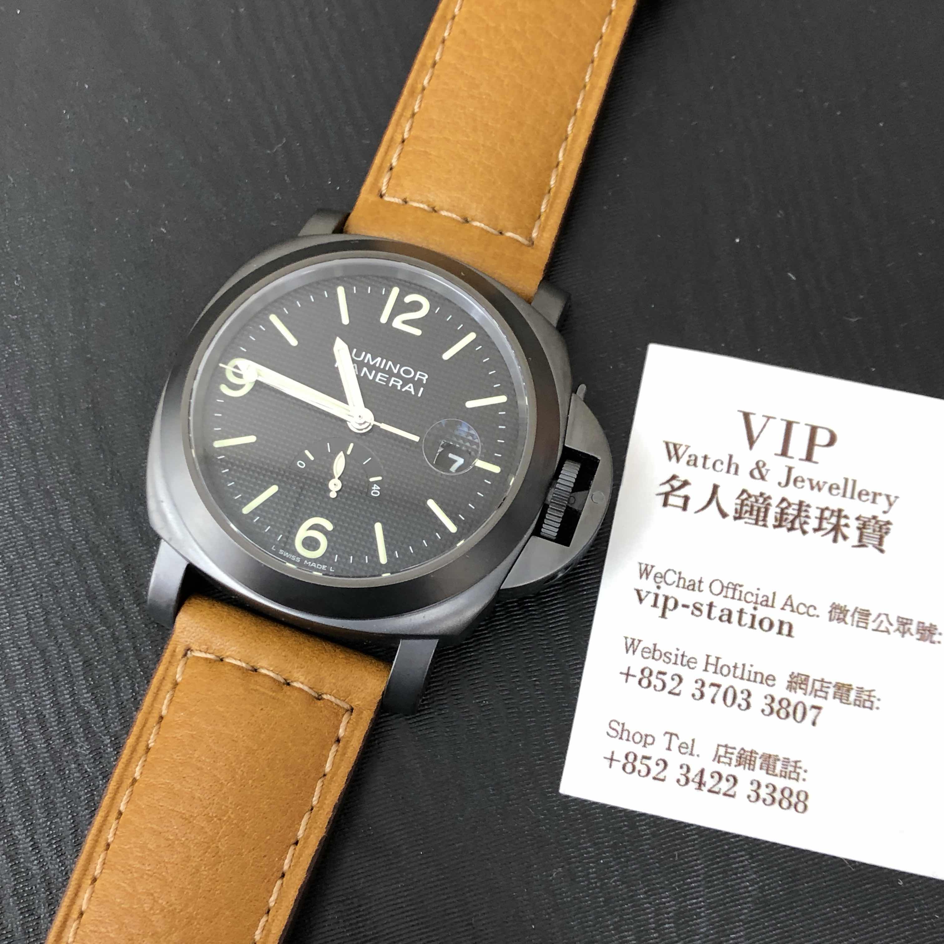 Panerai PAM00028 - Luminor Replica Watch - Automatic - PVD Titanium Case - Brown Leather Strap - Image 5