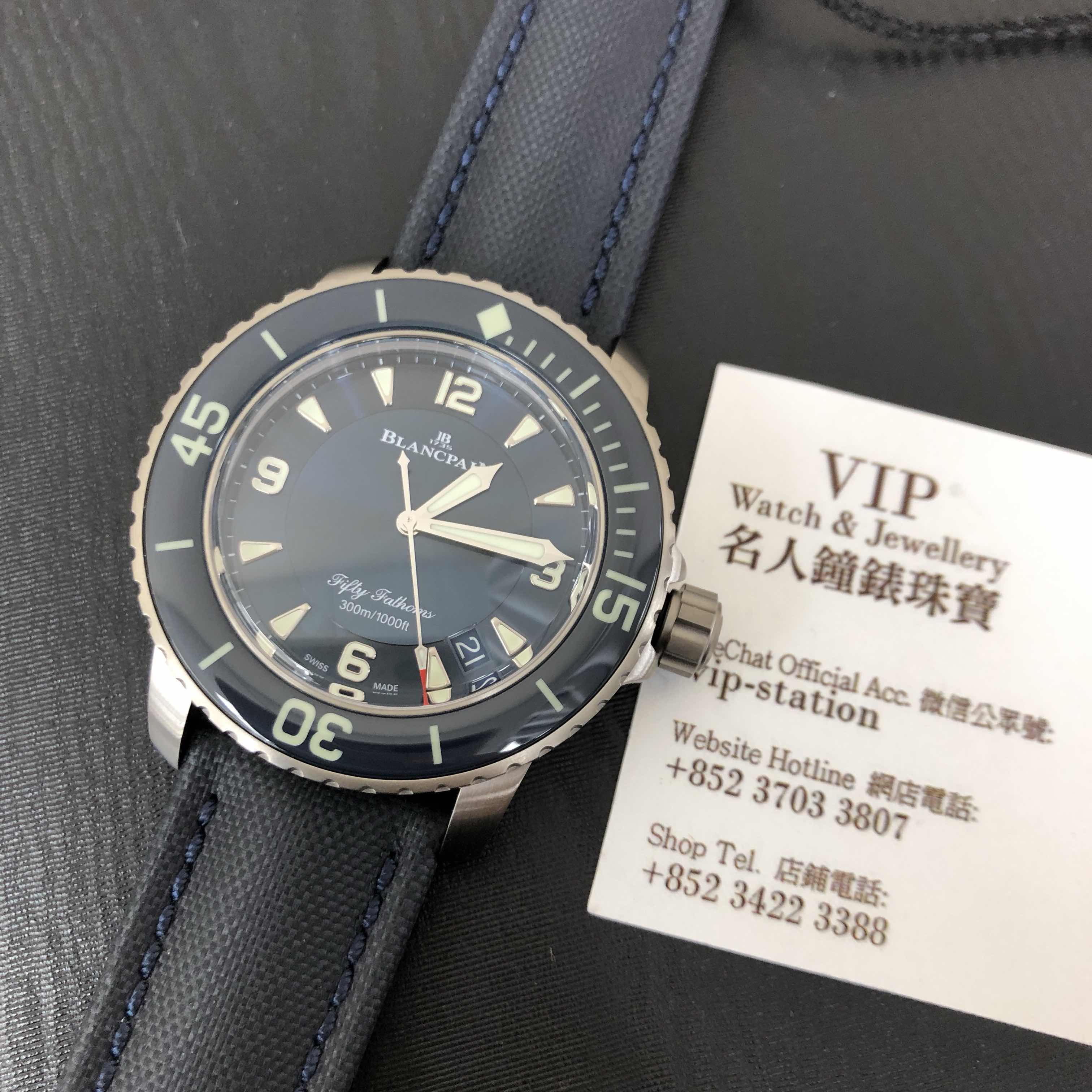 Blancpain Fifty Fathoms 5015-12B40-O52A Automatic PVD Titanium Blue Dial Leather Strap Replica Watch - Image 5