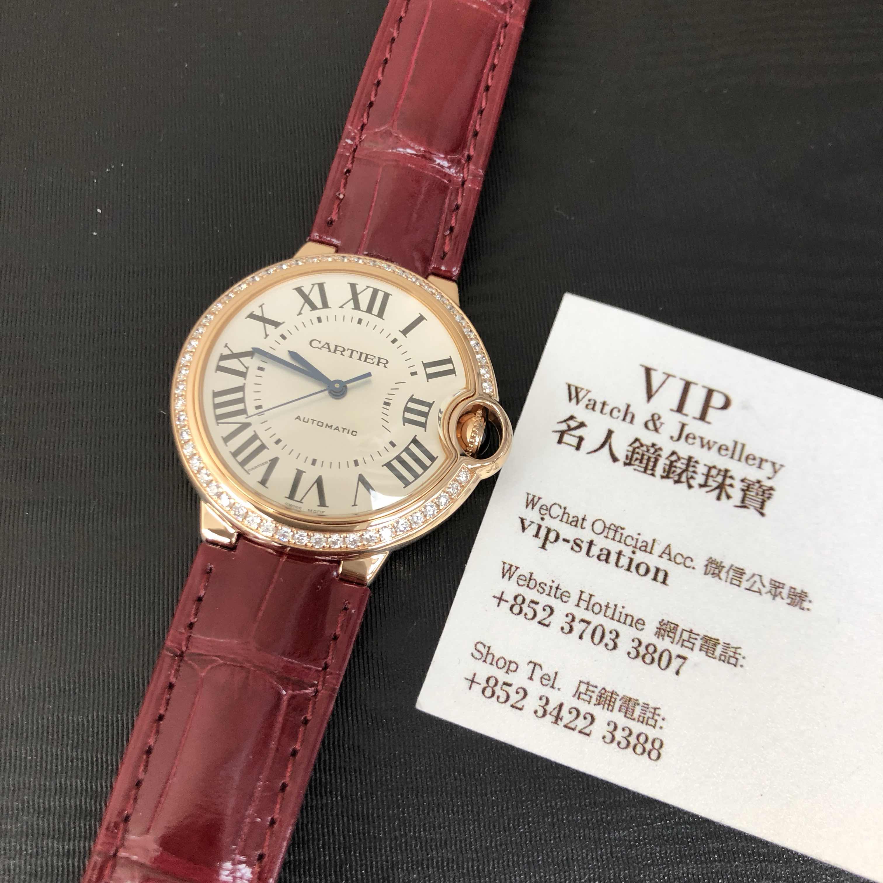 Cartier WJBB0034 BALLON BLEU Automatic 18kt Rose Gold Diamond Bezel Silver Dial Replica Watch - Image 4