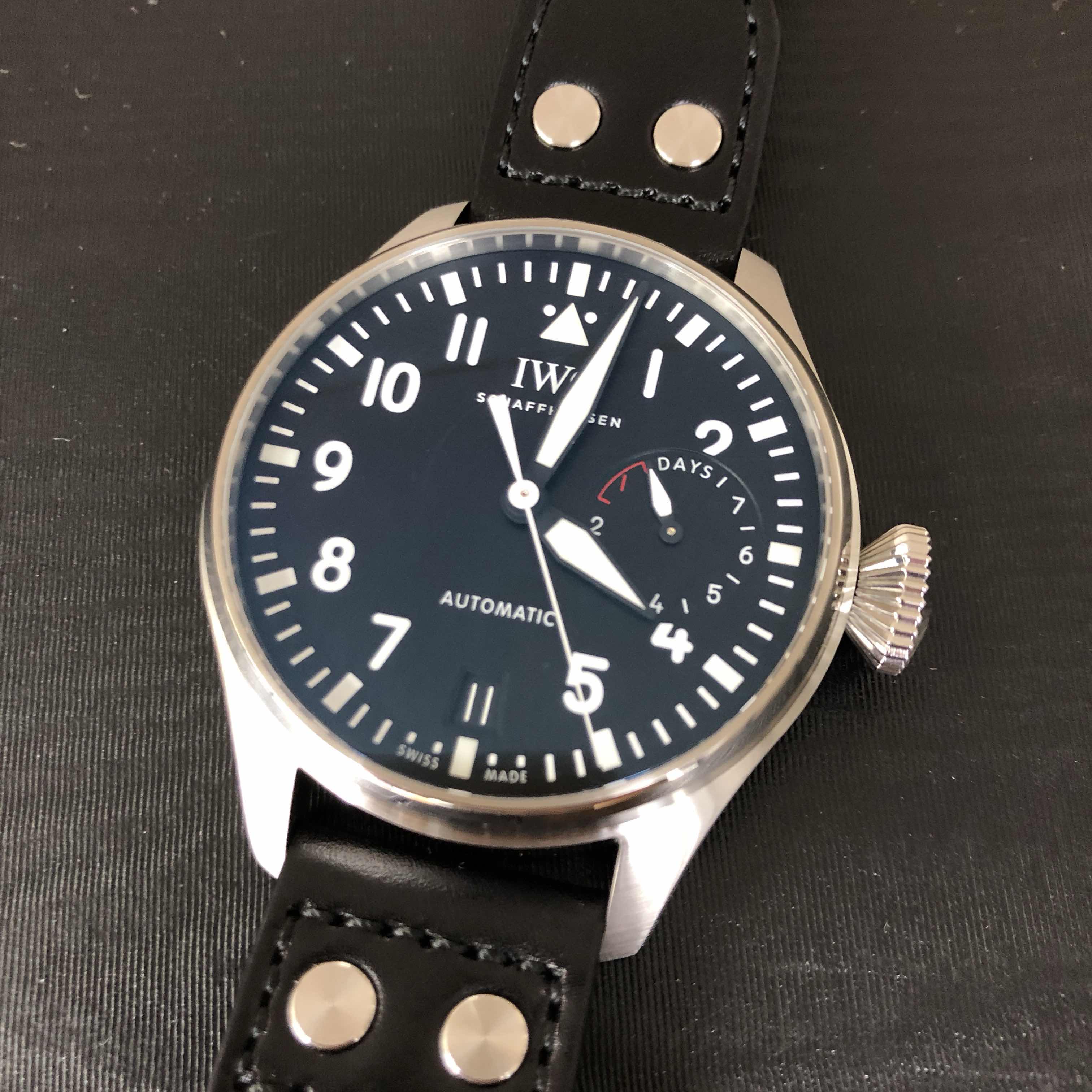 IWC IW501001 PILOTS Automatic - Replica Watch - Steel Case - Black Dial - Leather Strap - 42.5mm - Image 5