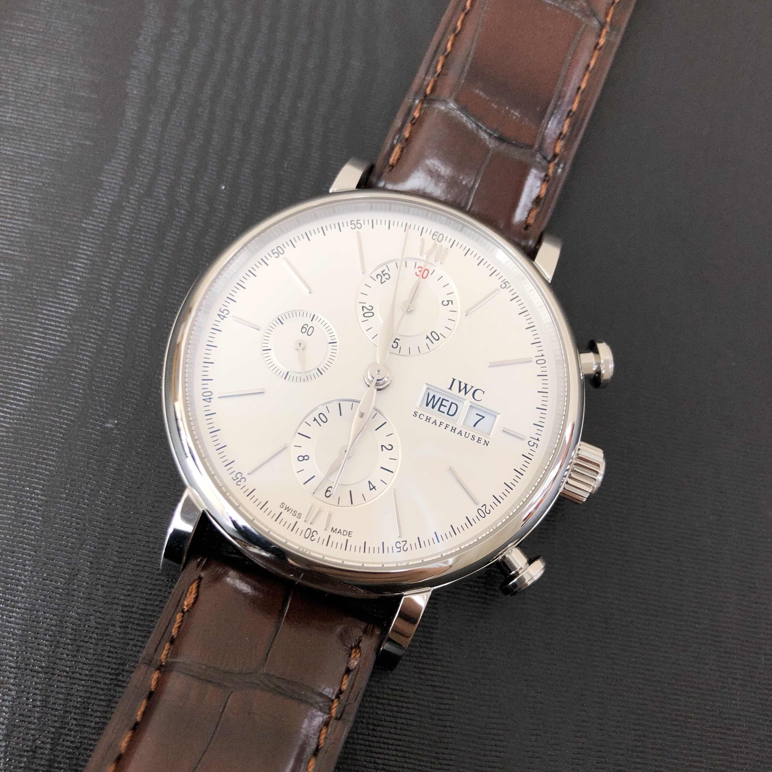 IWC IW391027 IW391007 Portofino Replica Watch, Automatic Movement, Silver Dial, Brown Alligator - Image 5