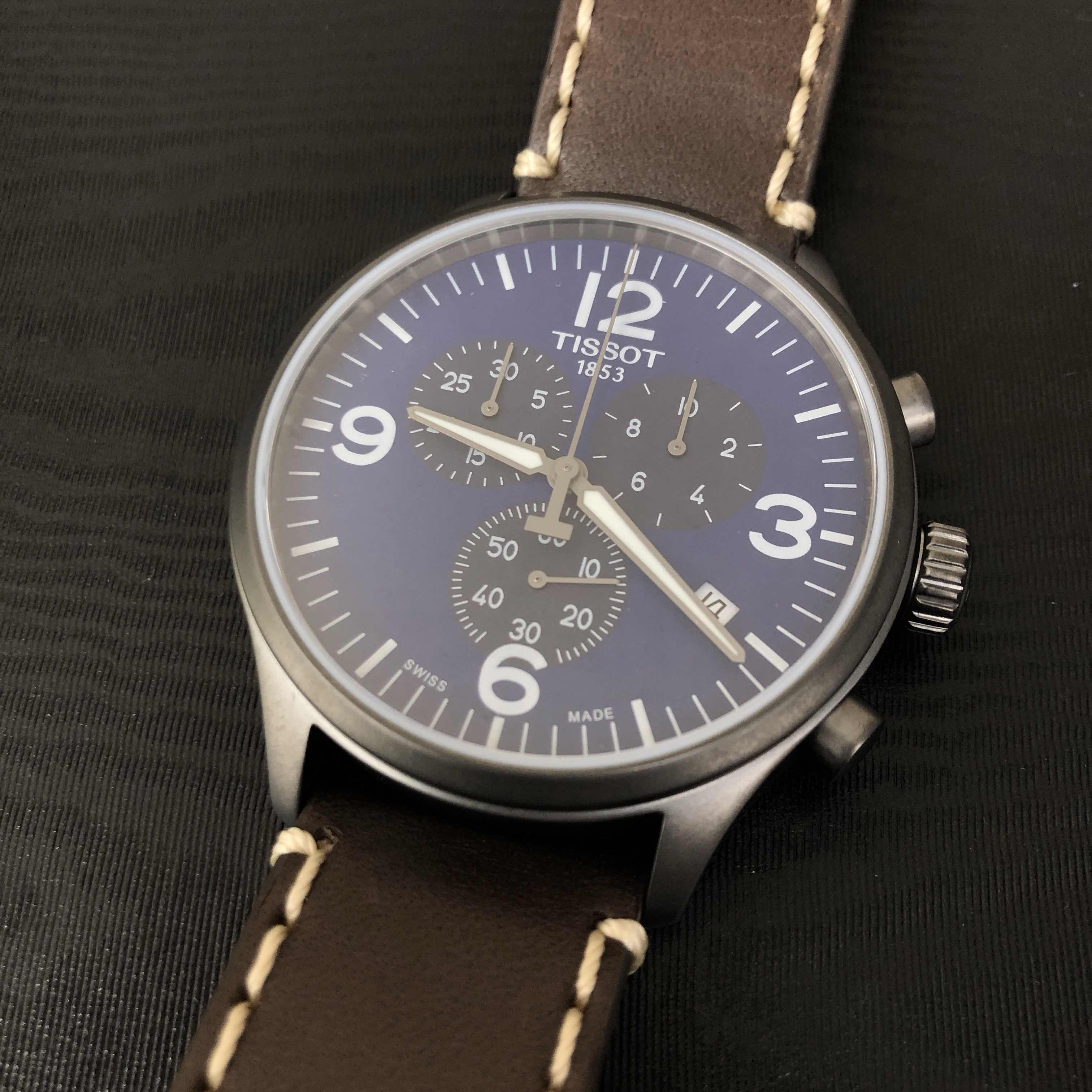 Tissot Chrono XL T116.617.36.047.00 Quartz Blue Dial Leather Brown Strap Replica Watch - Image 5