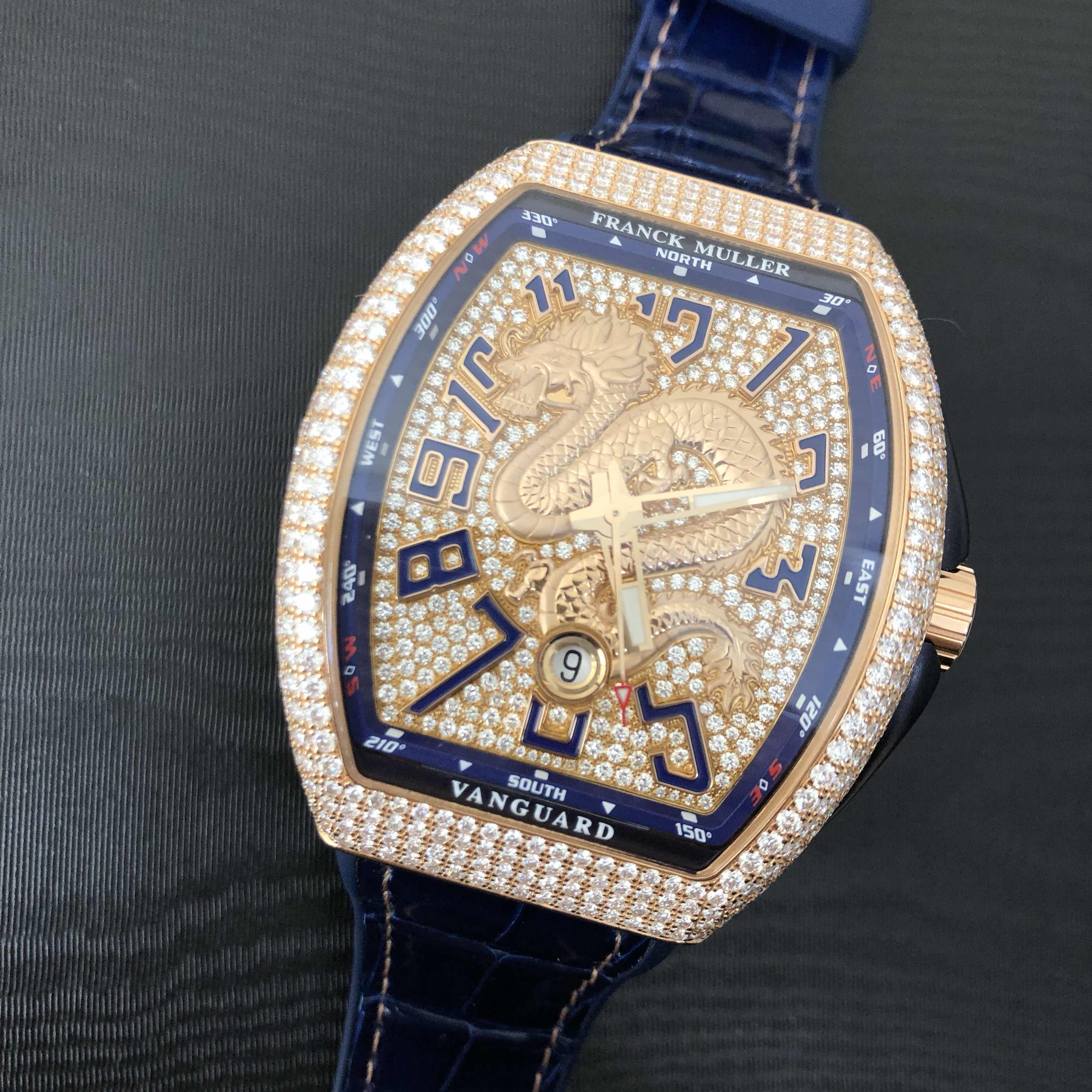 Franck Muller V 45 SC DT D CD DRAGON KING 5N.BL - Replica Watch - 18kt Rose Gold & Diamonds - Image 5