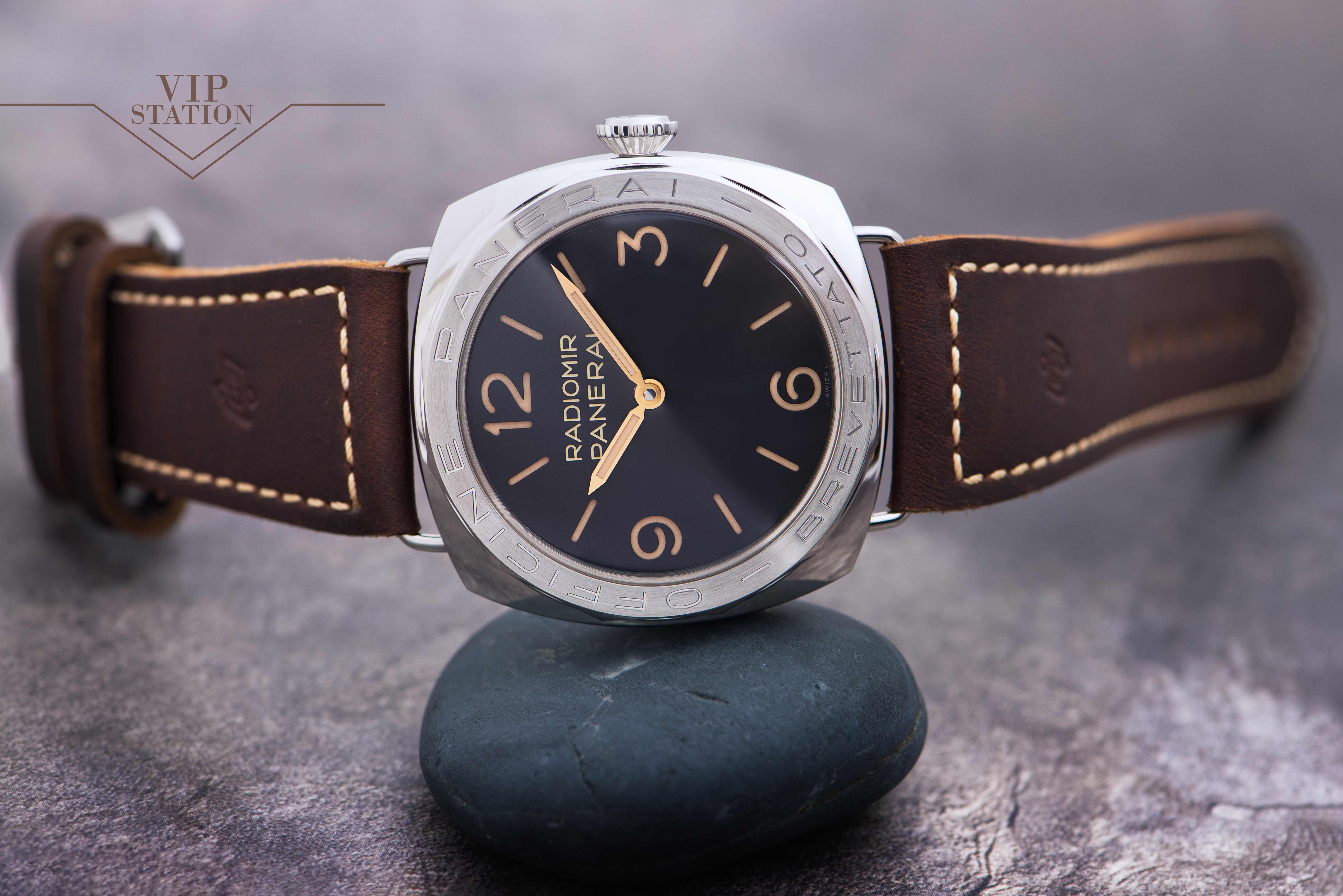 Panerai PAM00685 RADIOMIR Manual Wind Replica, 47mm SS Case, Black Dial, Brown Leather Strap Watch - Image 5