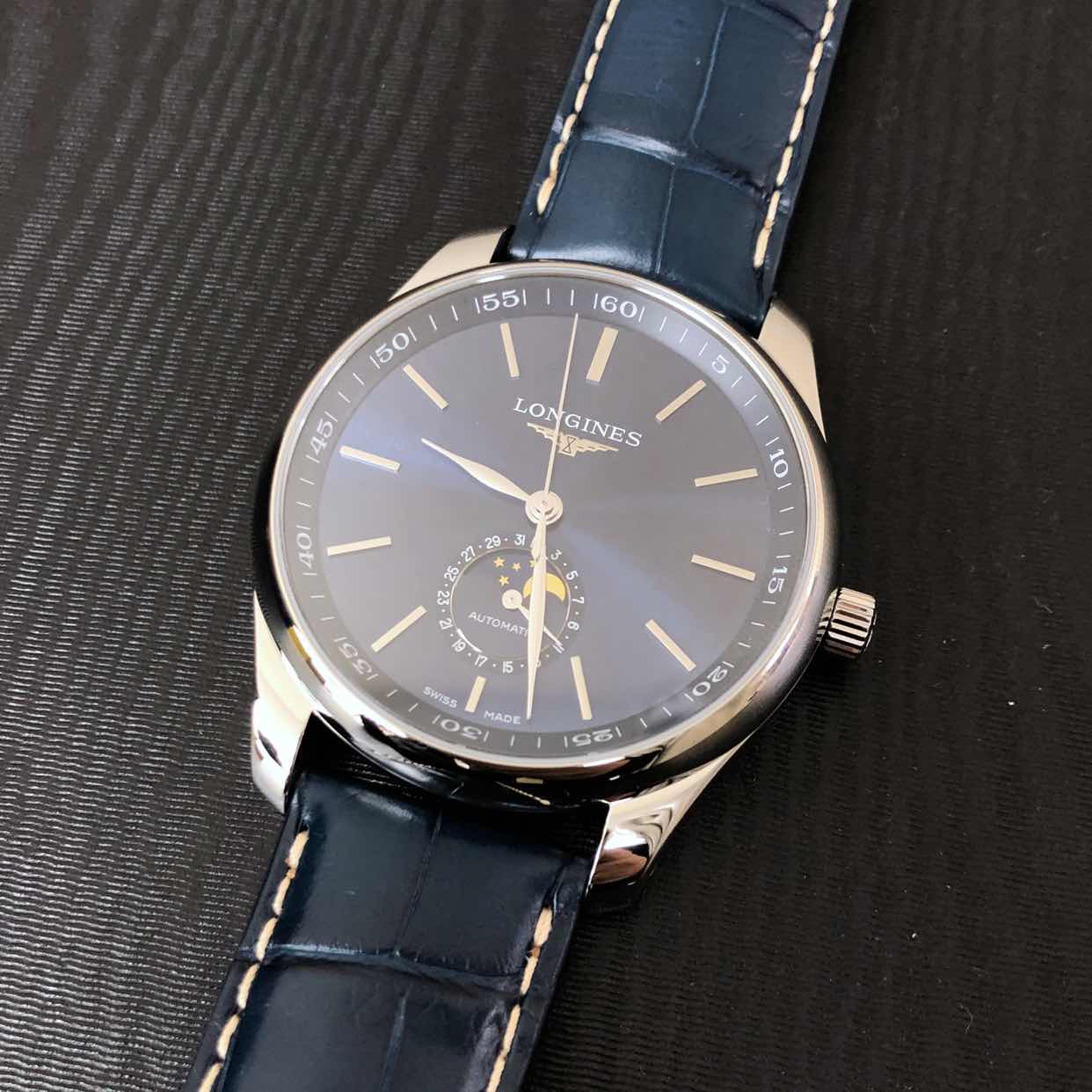 Longines Master Collection L2.919.4.92.0 Automatic Blue Dial Stainless Steel Alligator Strap - Image 5