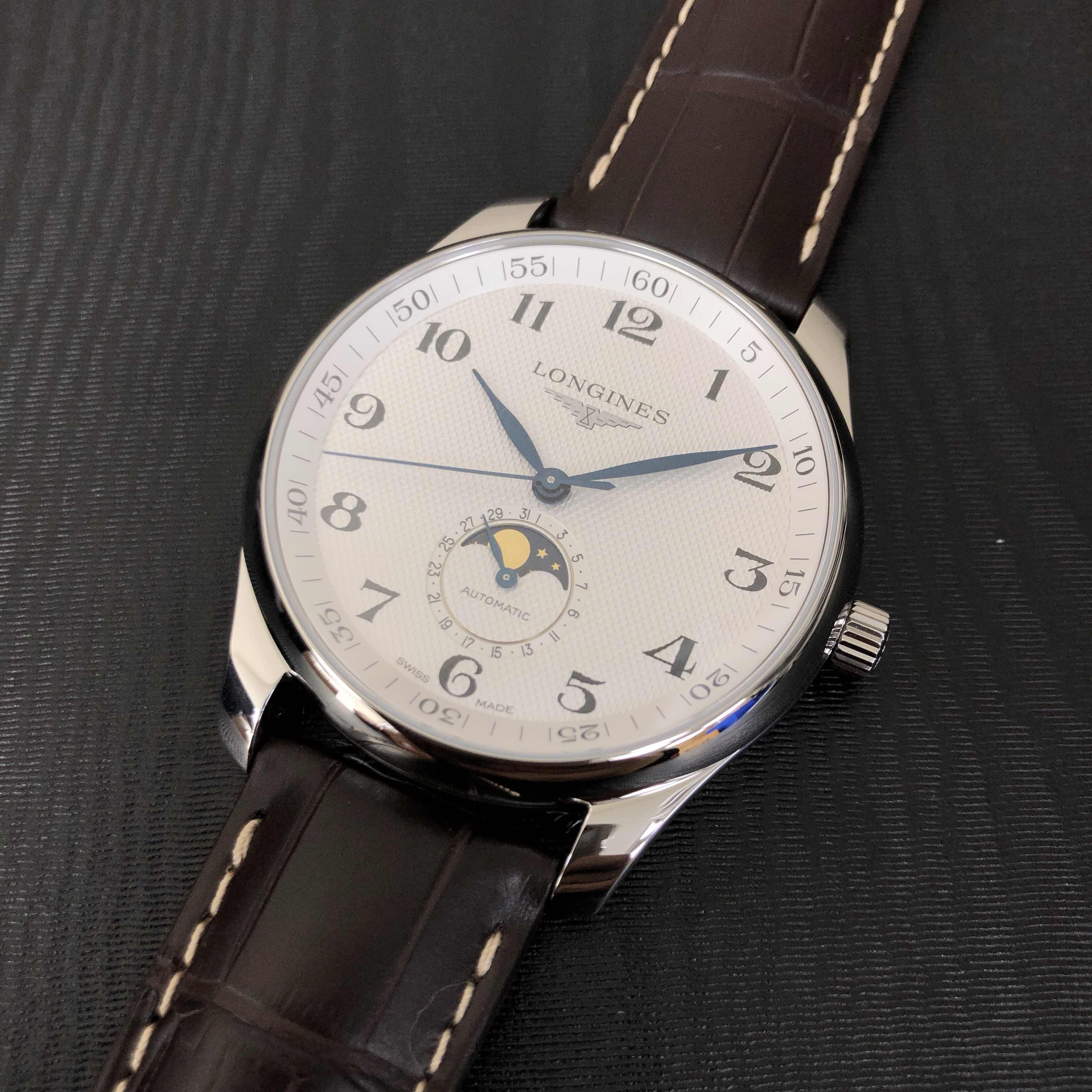 Longines L2.919.4.78.3 MASTER Replica Watch With Automatic Movement, White Dial, Brown Leather Strap - Image 5