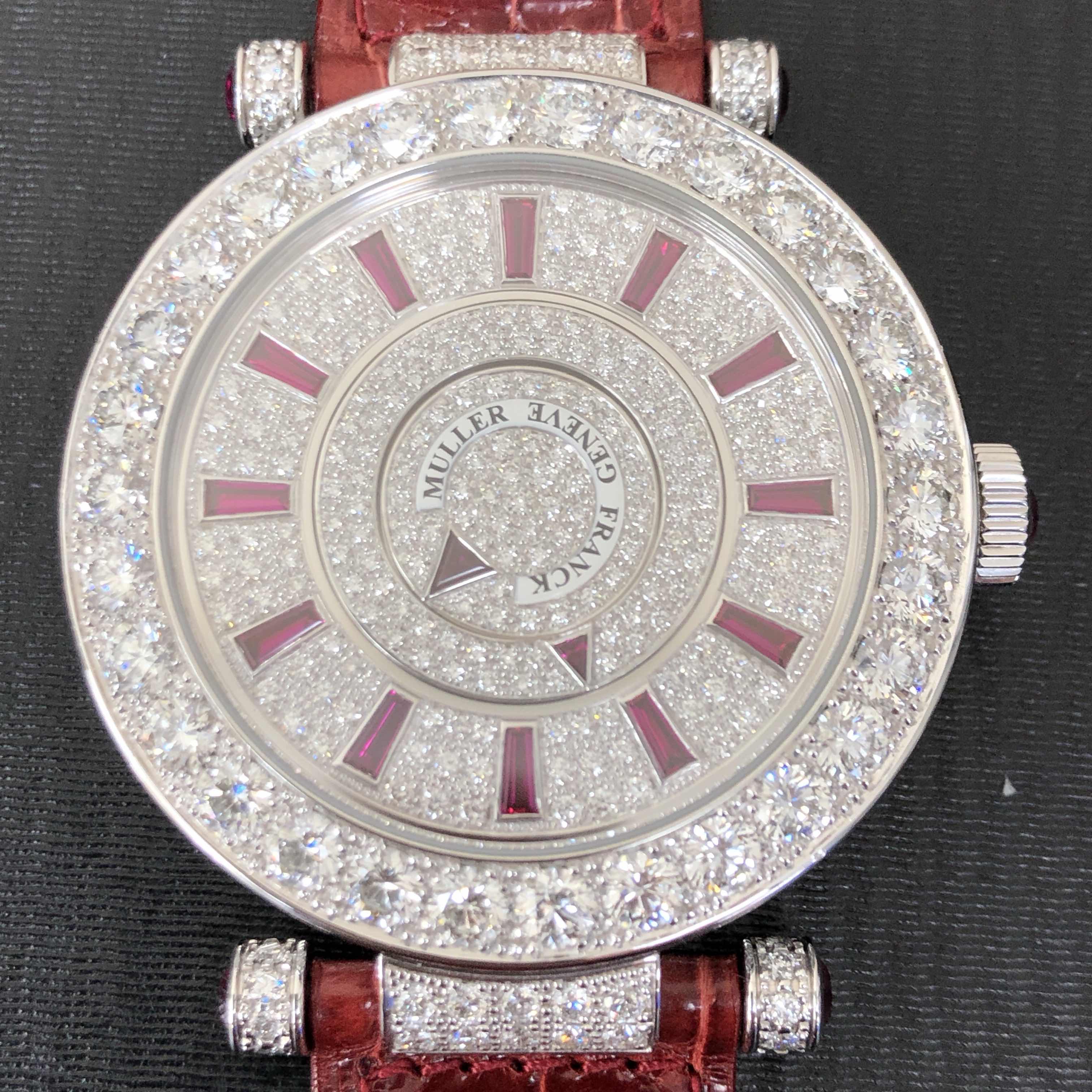 Franck Muller DM42D1RCD Rouge Double Mystery Automatic 18kt White Gold & Diamond Replica Watch - Image 5