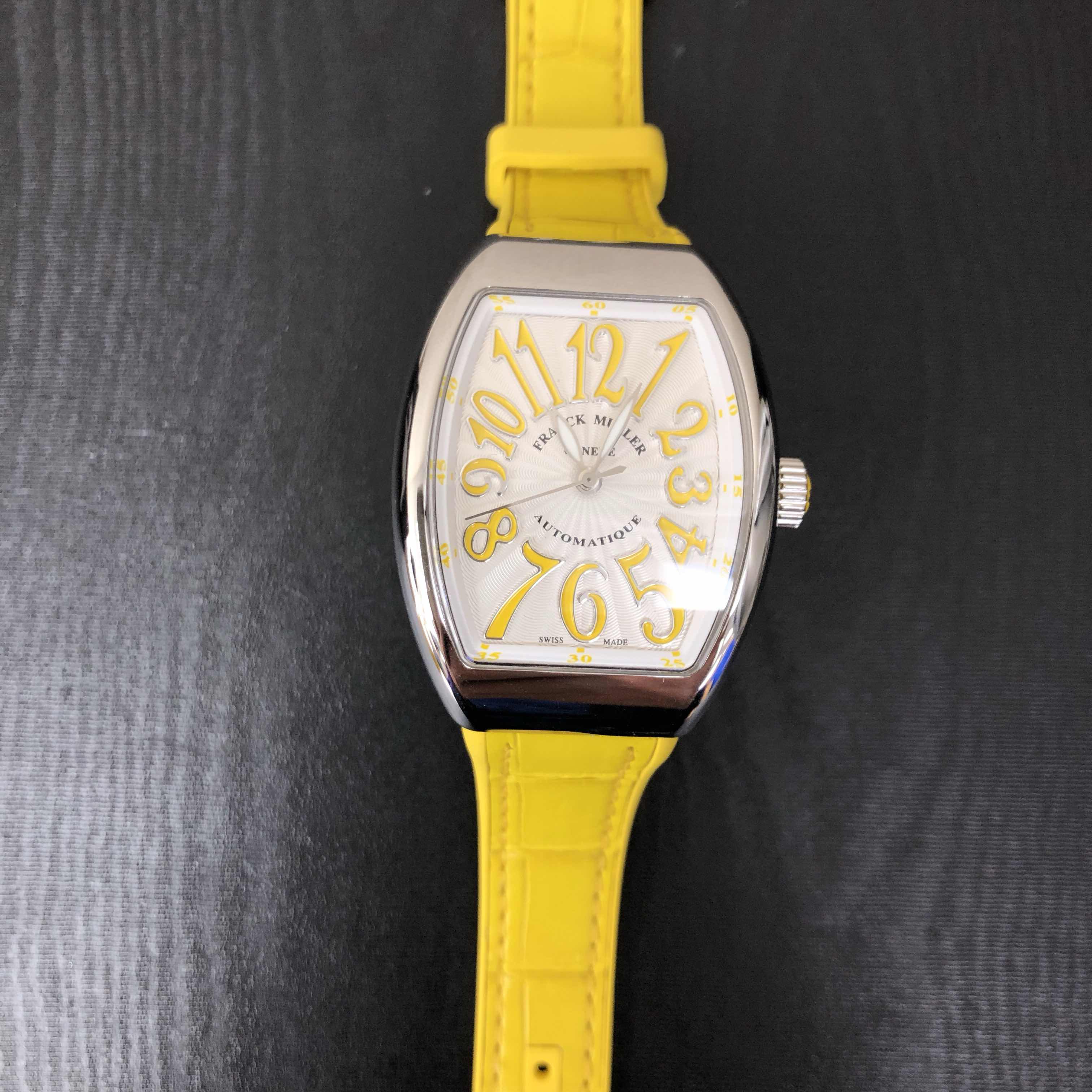 Franck Muller V 32 SC AT FO AC.JA Vanguard Replica Watch, White Dial, Yellow Leather Strap - Image 5