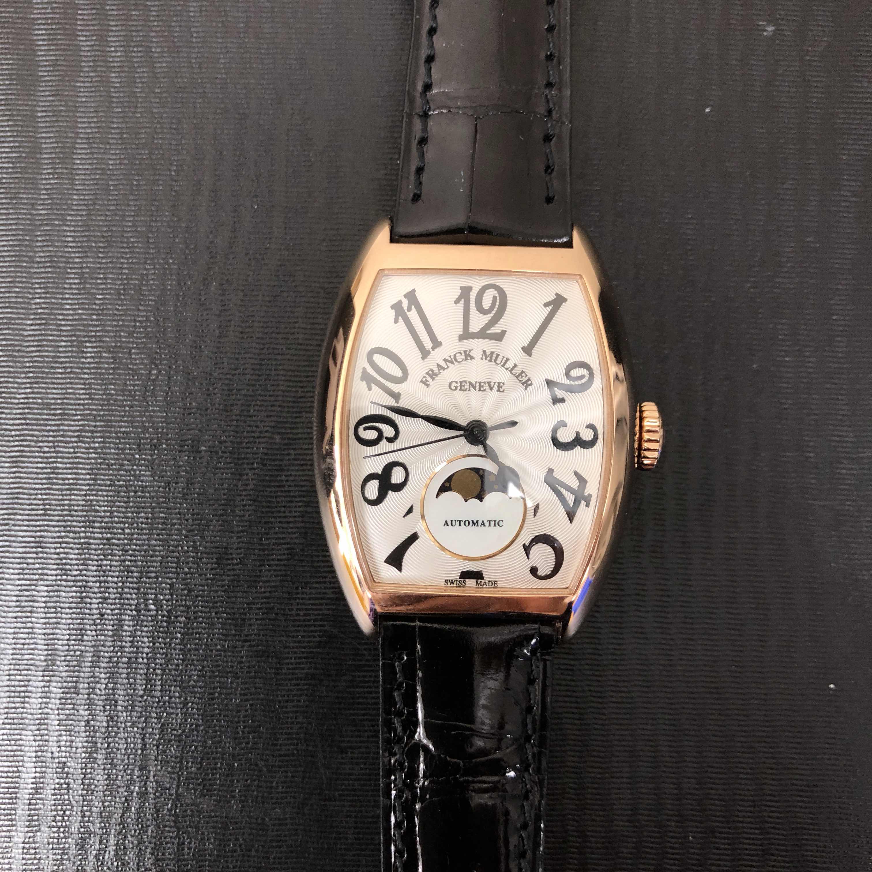 Franck Muller 7500 SC AT FO L 5N Replica Watch Automatic 18kt Rose Gold White Dial Leather - Image 5