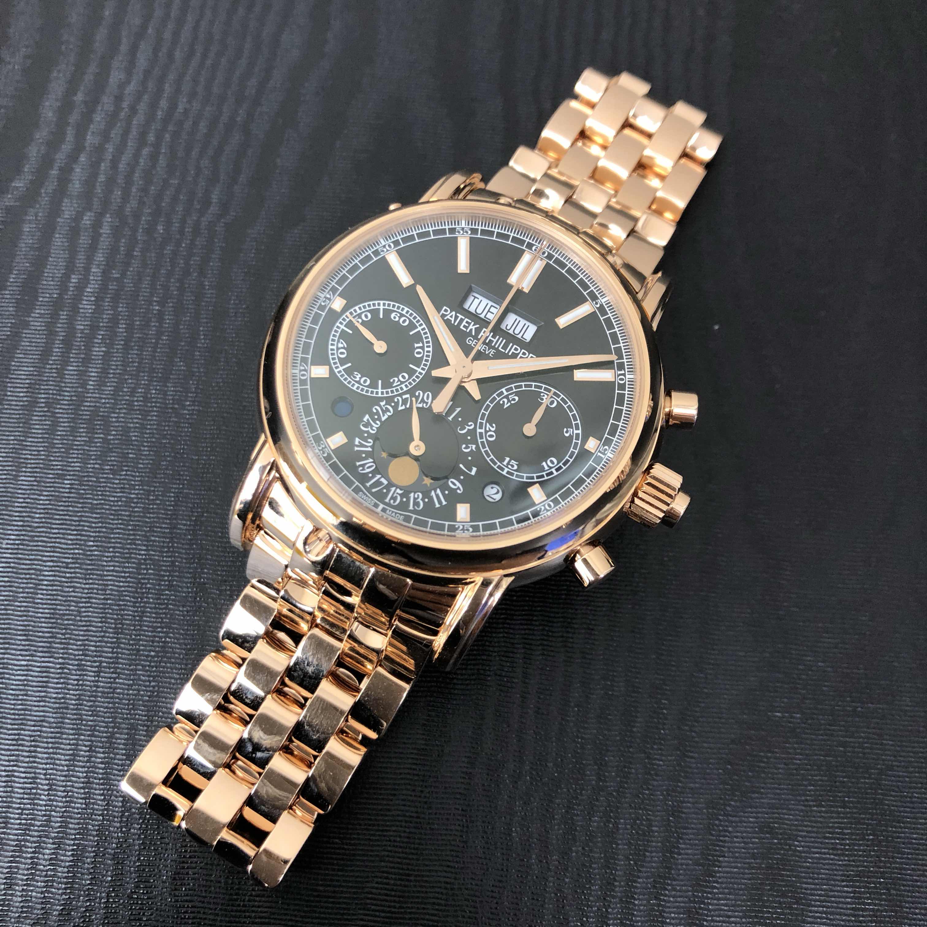 5204-1R-001 - Patek Philippe COMPLICATIONS Replica Watch - 18kt Rose Gold Manual Wind Black Dial - Image 5