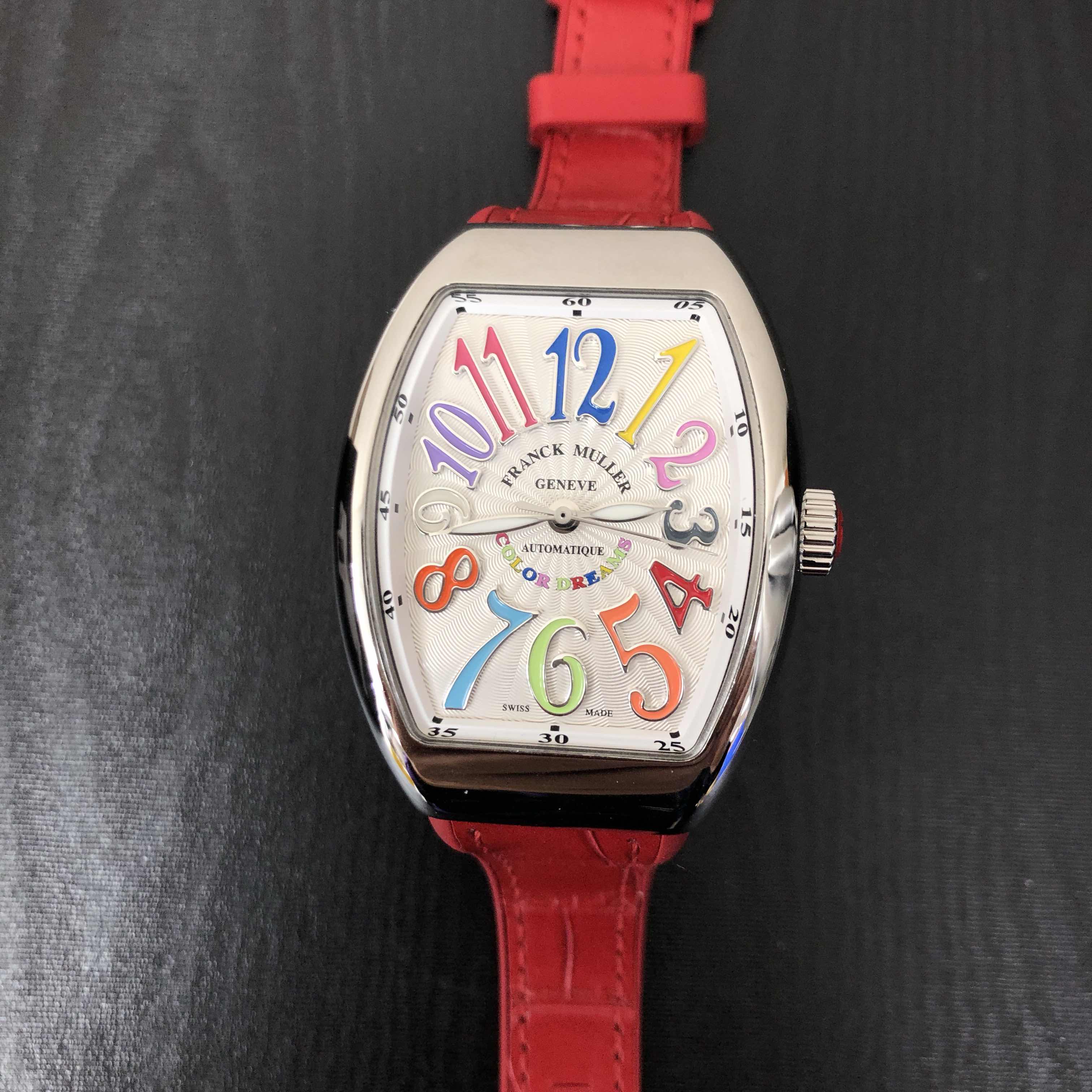 Franck Muller V 35 SC AT FO COL DRM AC.RG Replica Watch, Automatic, White Dial, Red Leather Strap - Image 5