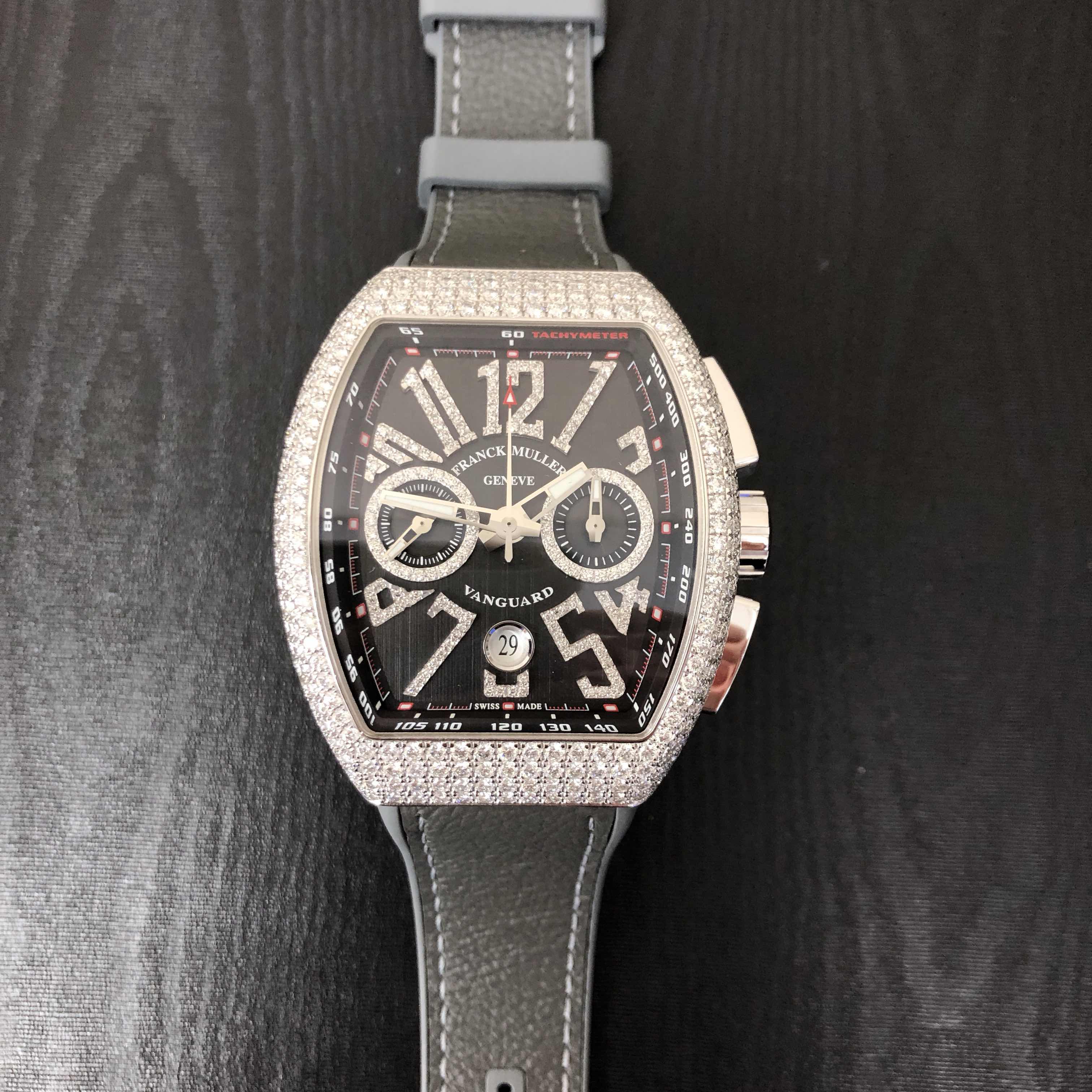Franck Muller V 45 CC DT D NBR CD AC.NR Vanguard Replica Watch, Automatic, Gray Dial, Steel & - Image 5