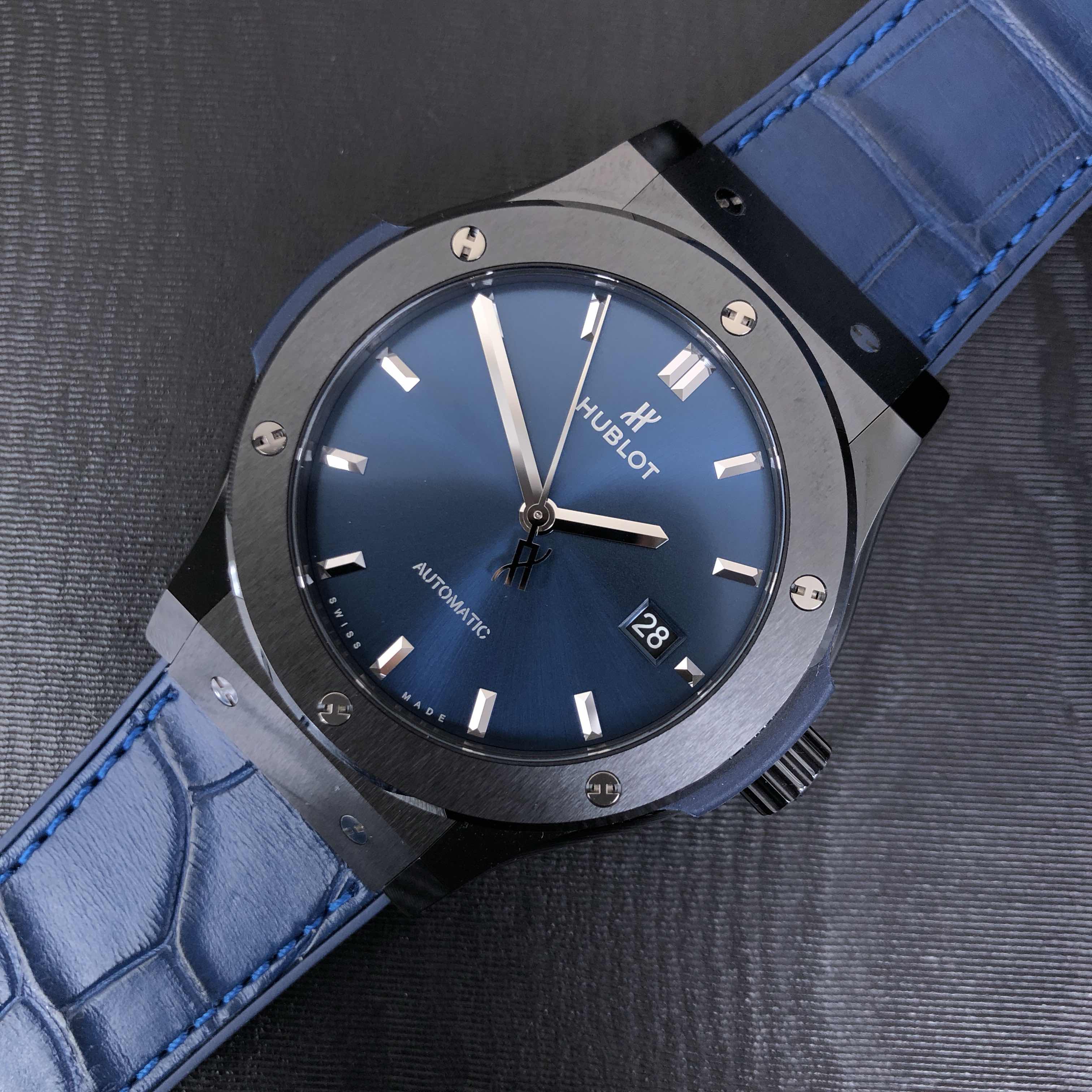 Hublot 542.CM.7170.LR CLASSIC FUSION Automatic Stainless Steel Blue Dial Leather Strap Replica Watch - Image 5