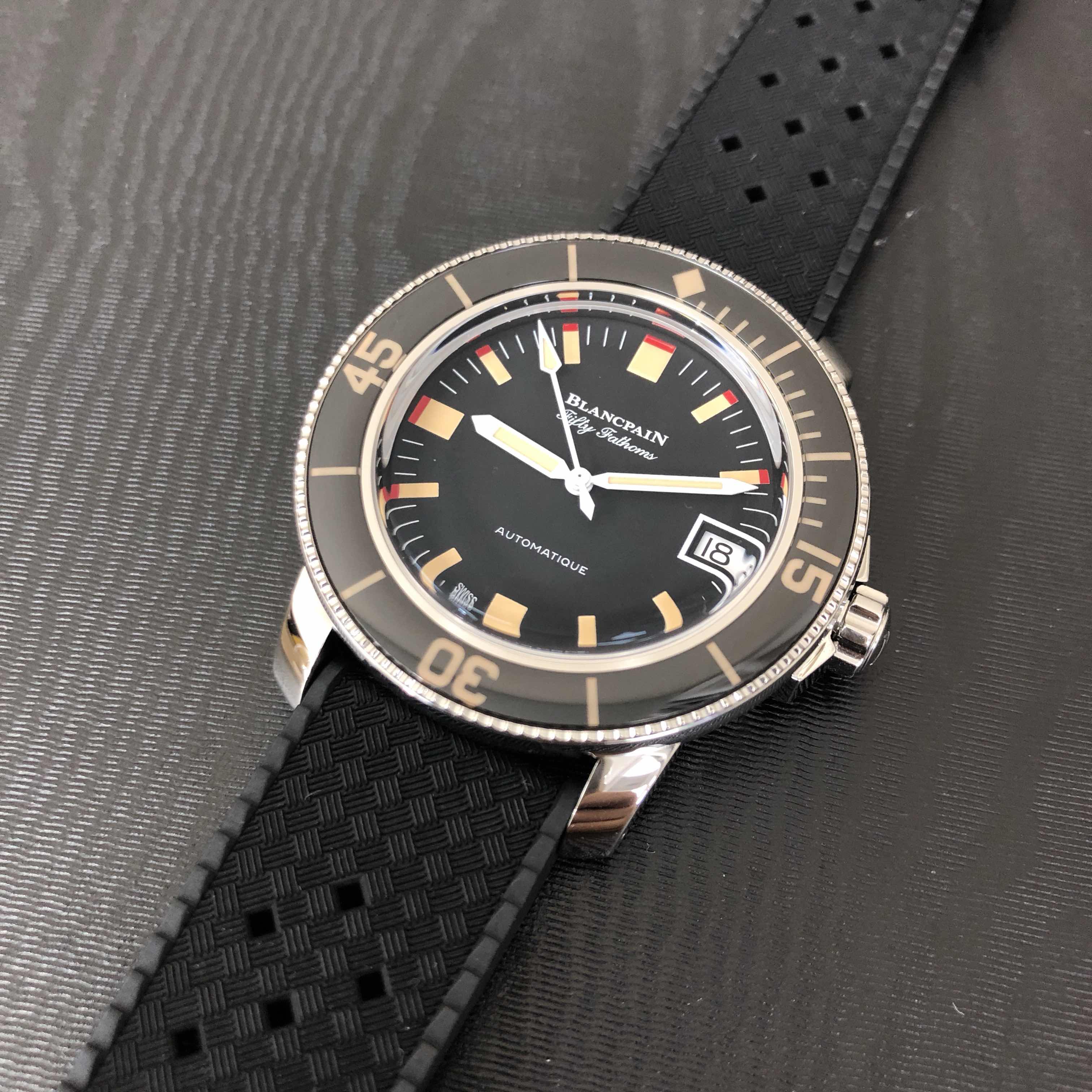 Blancpain 5008B-1130-B52A Fifty Fathoms Replica Watch, Automatic, Black Dial, Rubber Strap - Image 5