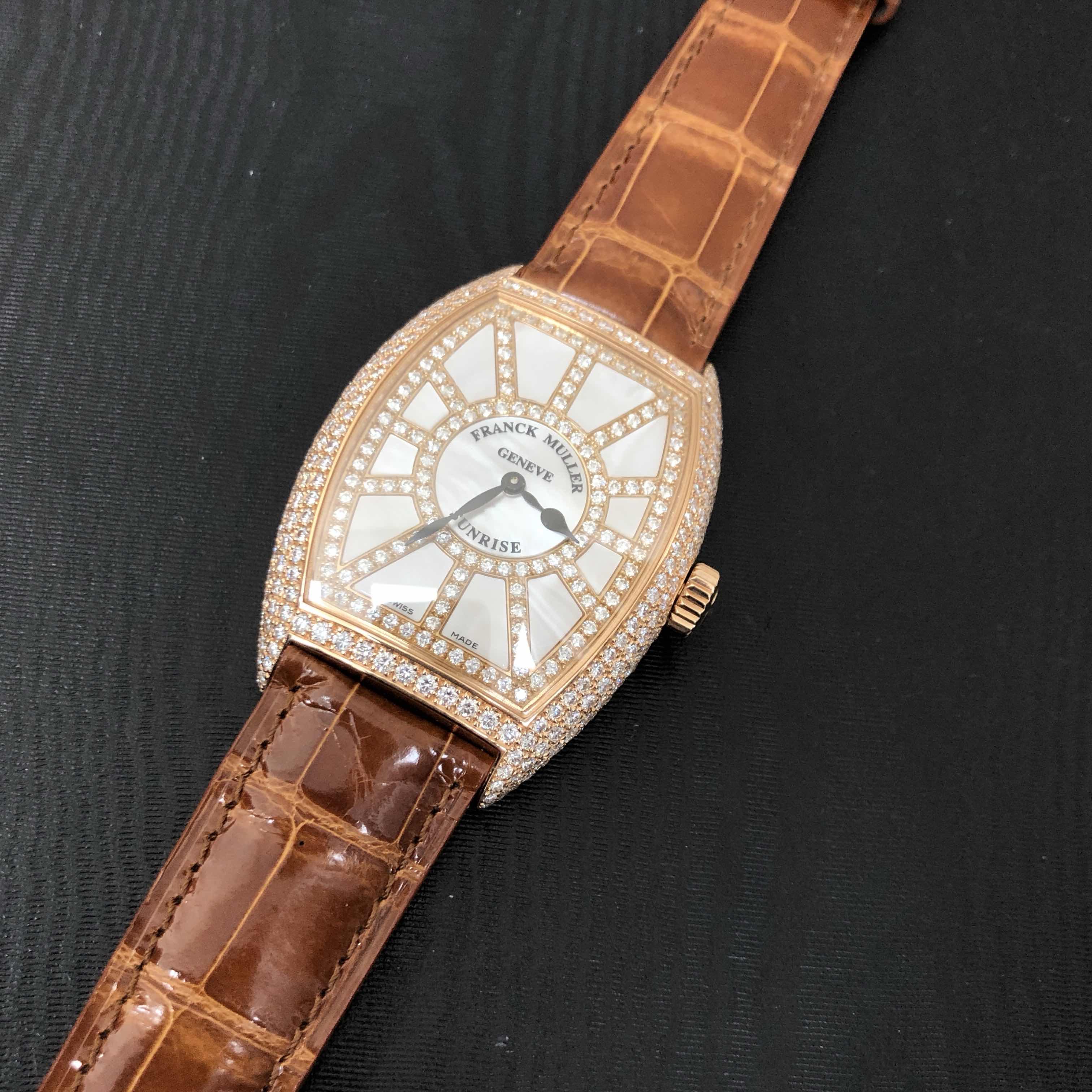 Franck Muller 7882 QZ SNR D CD 5N Cintree Curvex Quartz 18kt Rose Gold Diamond White Dial Replica - Image 5