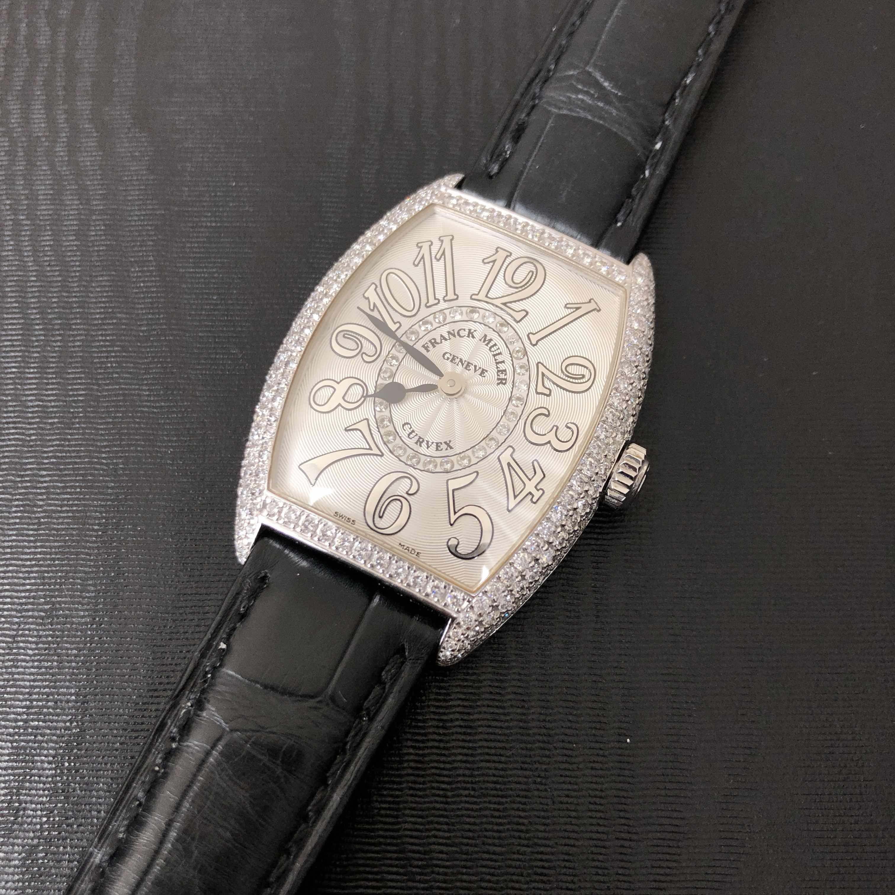 Franck Muller 7502 QZ D CD 1R OG Quartz 18kt White Gold & Diamond Replica Watch, 28mm, White Dial - Image 5