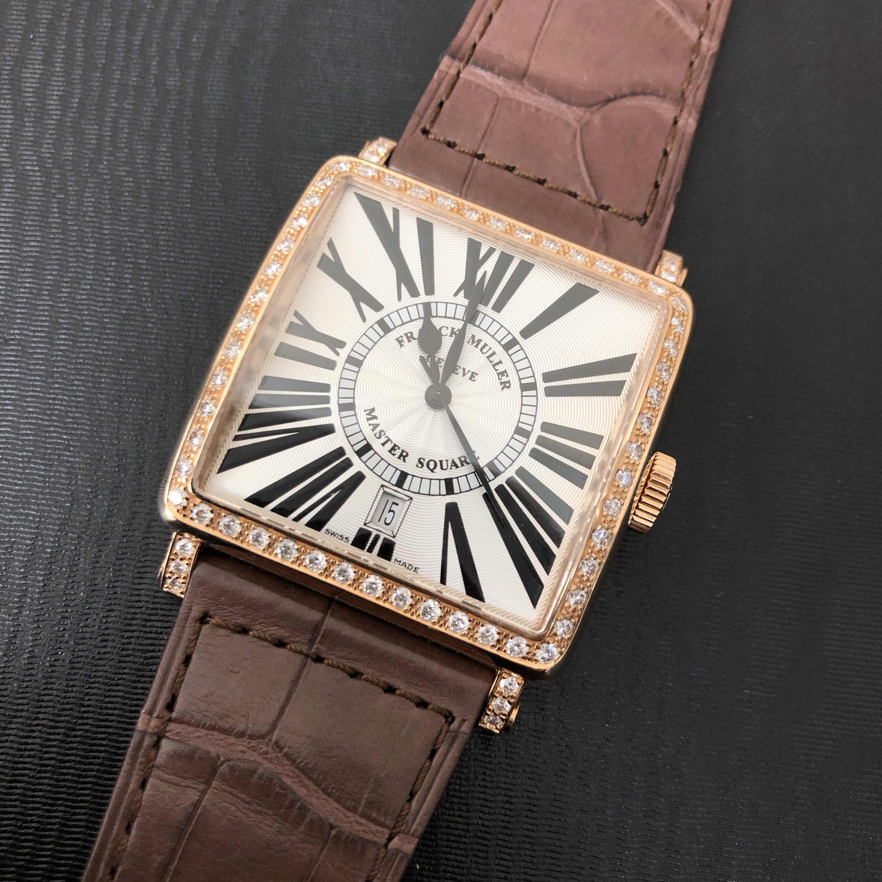 Franck Muller Master Square 6000 H SC DT R D 1R 5N Automatic Rose Gold Diamonds White Dial Replica - Image 5