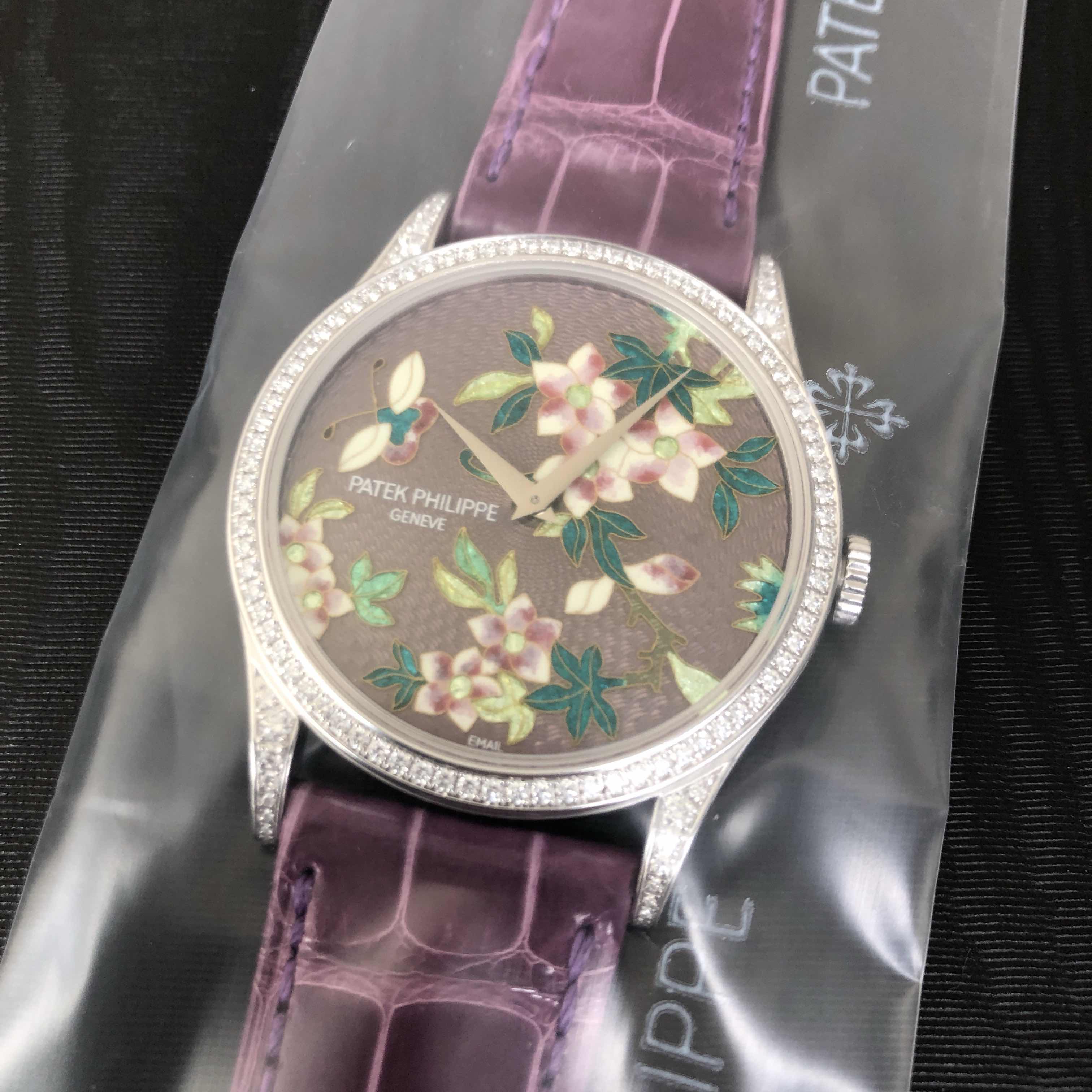Patek Philippe 5077/100G-025 RARE HANDCRAFTS Automatic 18kt White Gold Diamond Purple Dial Replica - Image 5