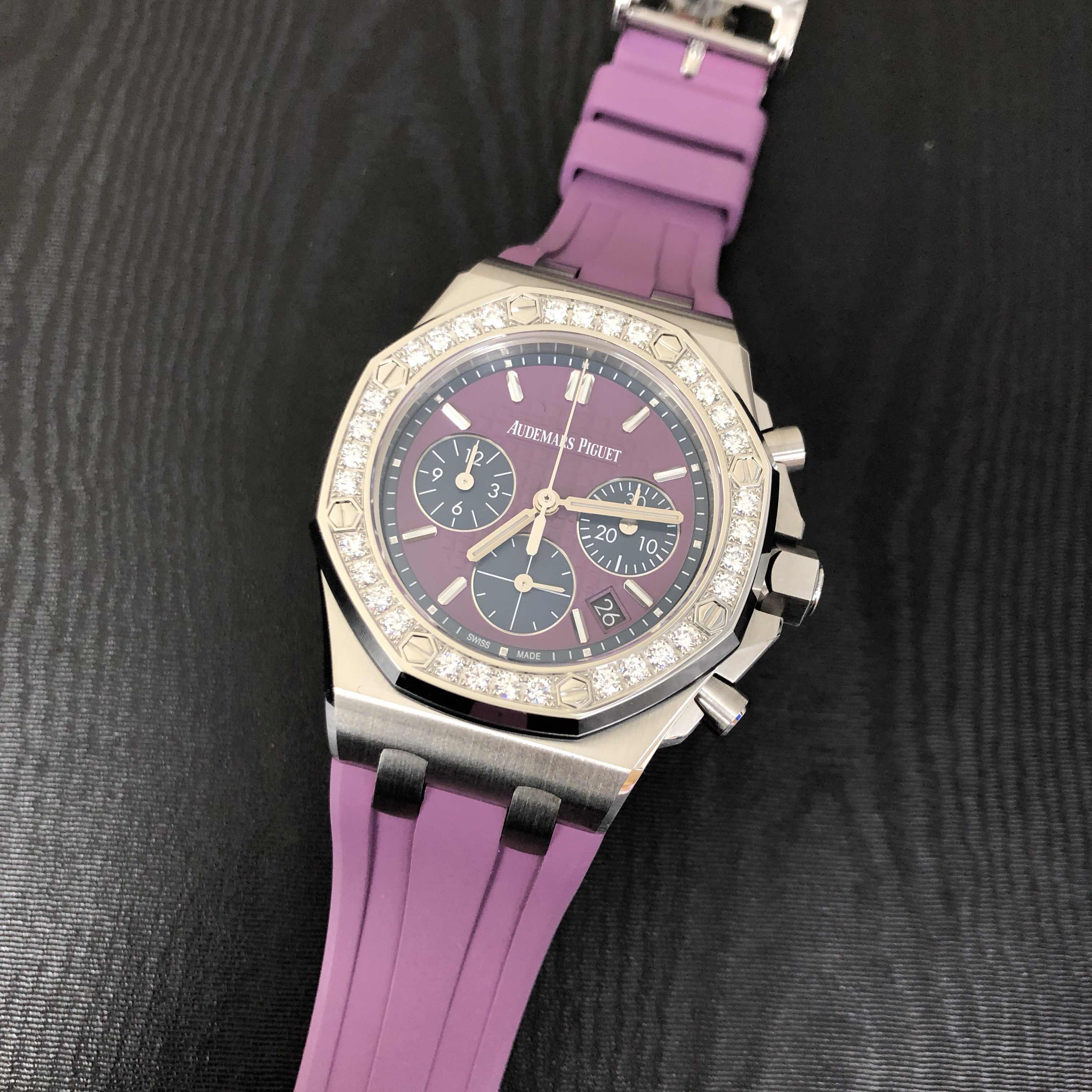 Audemars Piguet 26231ST.ZZ.D075CA.01 Royal Oak Offshore Replica Watch, Automatic, Purple Dial & - Image 5