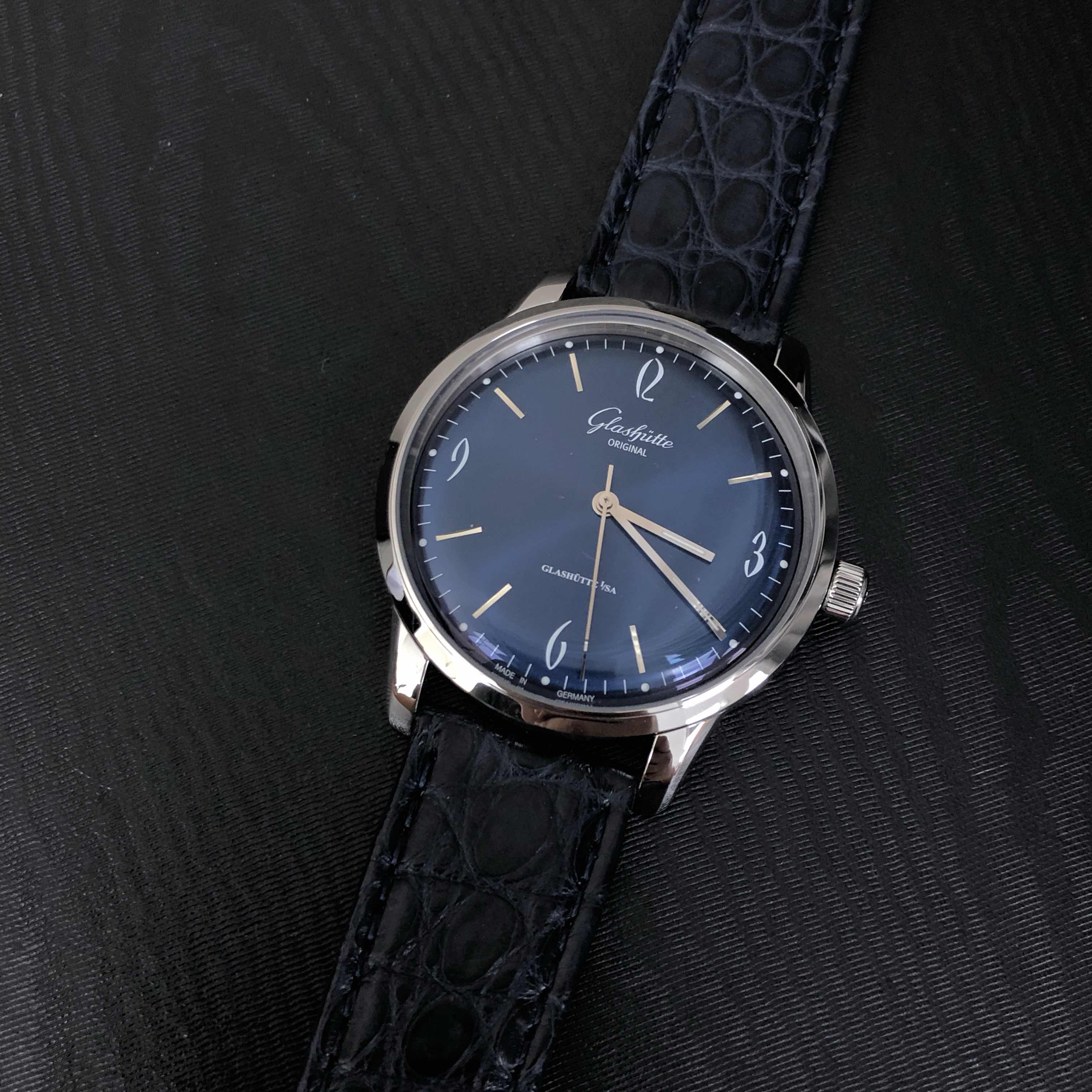 Glashutte 1-39-52-06-02-04 Senator Sixties Replica Watch, Blue Dial, Alligator Strap, Automatic - Image 5