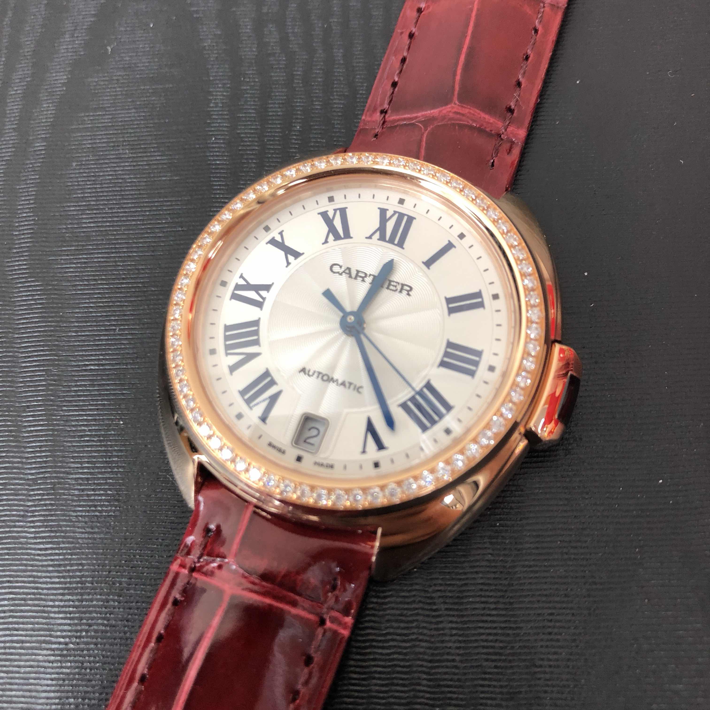 Cartier WJCL0048 CLe DE CARTIER Automatic 18kt Rose Gold & Diamonds Replica Watch - Image 5