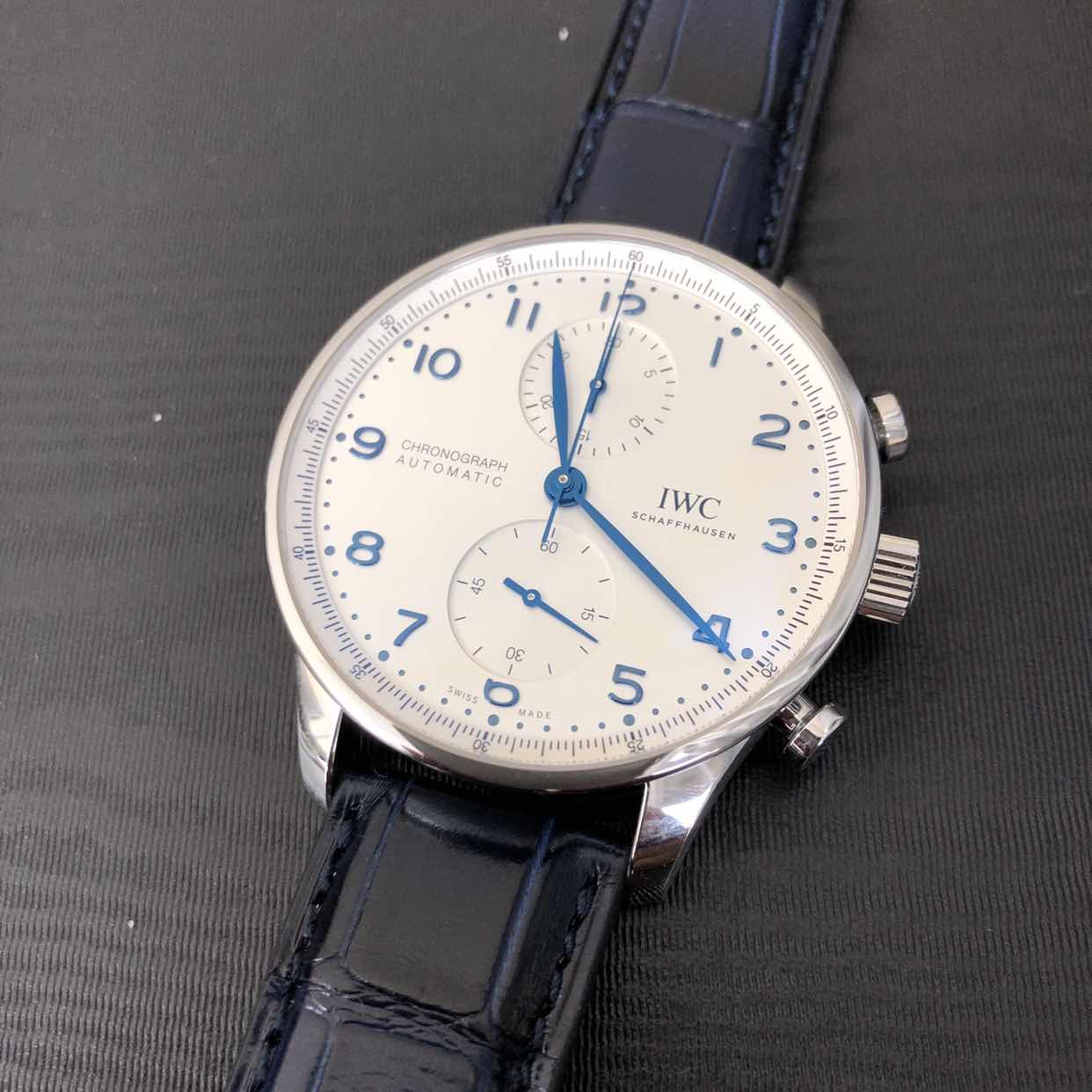 IWC IW371605 Portuguese Automatic Stainless Steel Blue Alligator Replica Watch - Image 5
