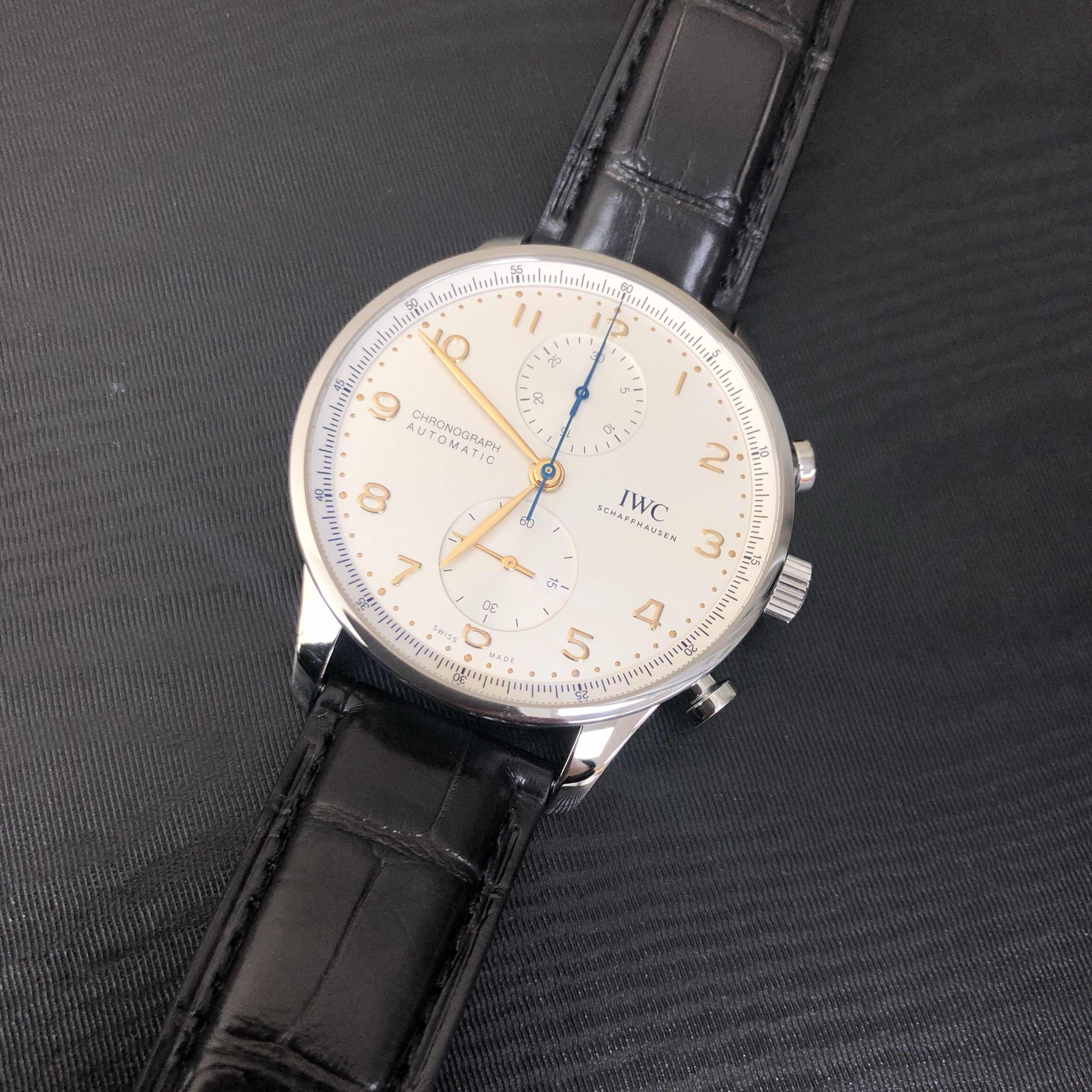 IWC IW371604 Portuguese Automatic Replica Watch, White Dial, Blue Alligator Strap - Image 5
