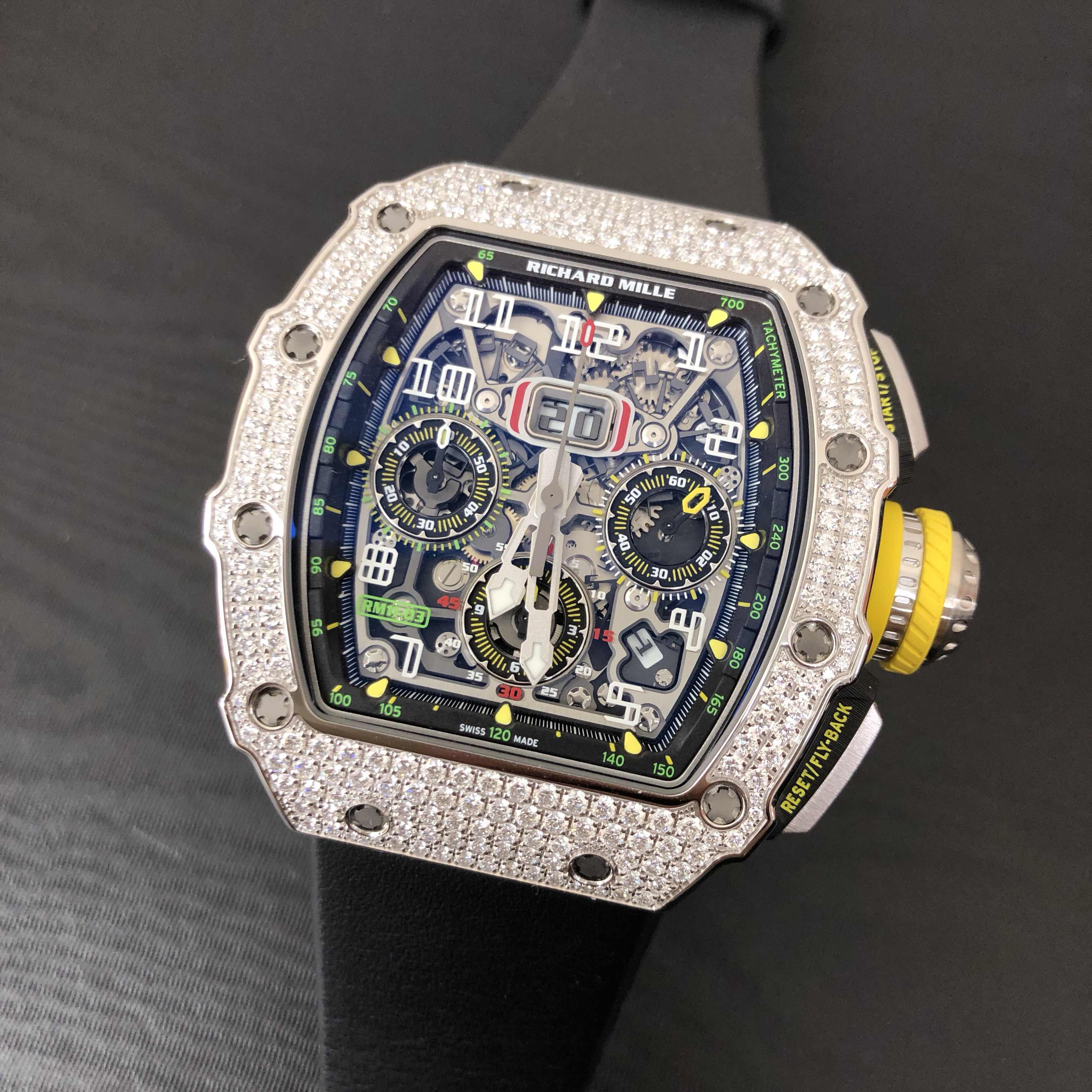 Richard Mille RM11-03 WG DIA Automatic - 18kt White Gold Diamond - Silver Dial - Replica Watch - Image 5