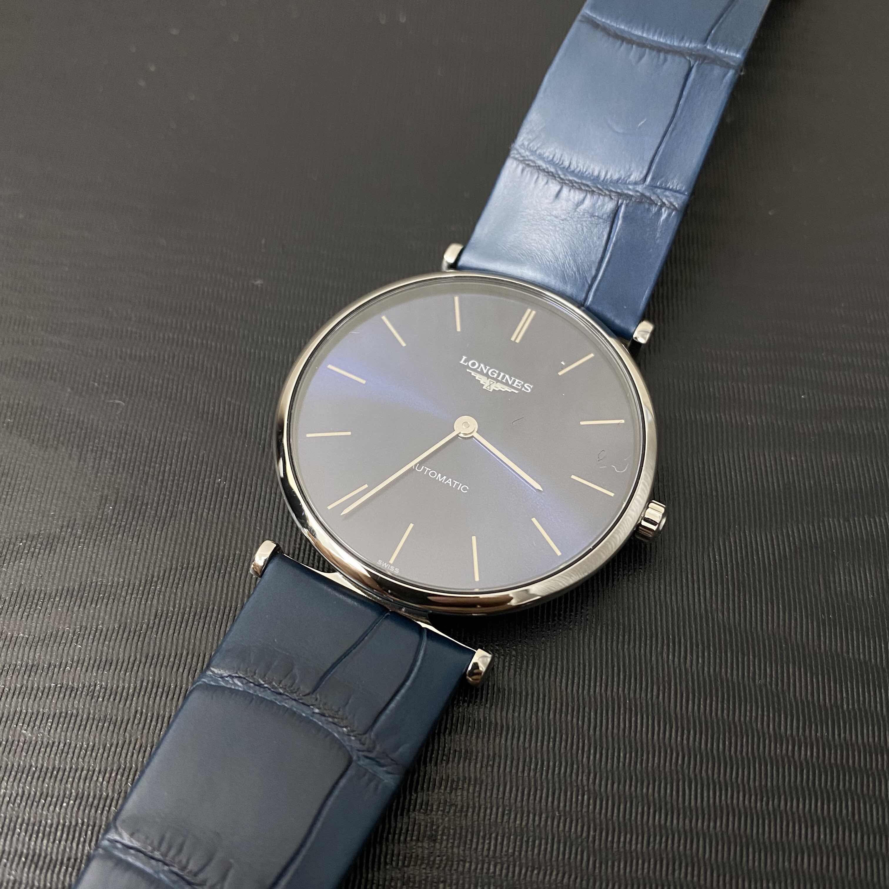 Longines L4.908.4.95.2 Replica Watch - Swiss Quartz, 35mm Steel Case, Dark Blue Dial & Leather Strap - Image 5