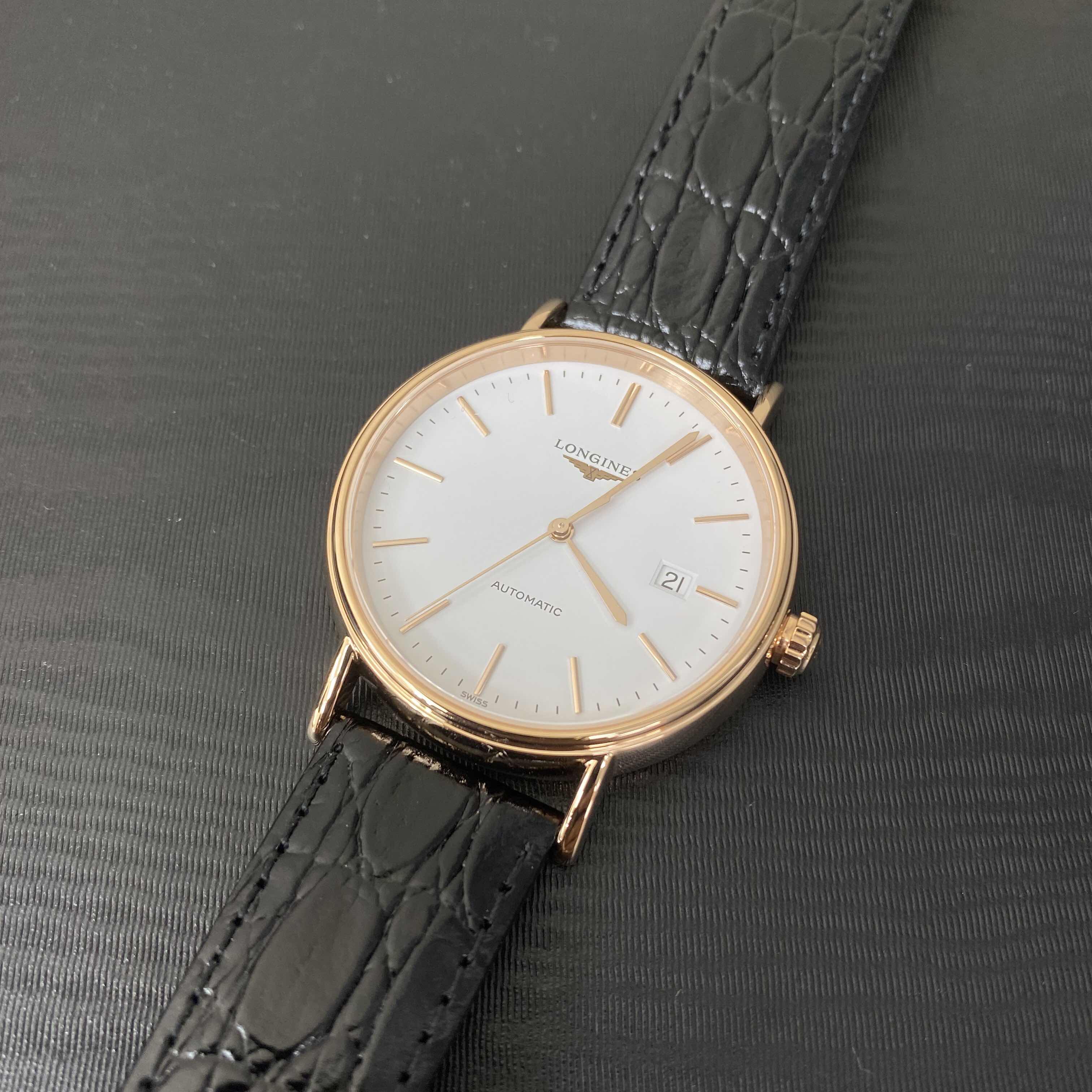Longines L4.922.1.12.2 PRESENCE Auto 18kt Rose Gold Replica Watch, Swiss Movement, White Dial - Image 5