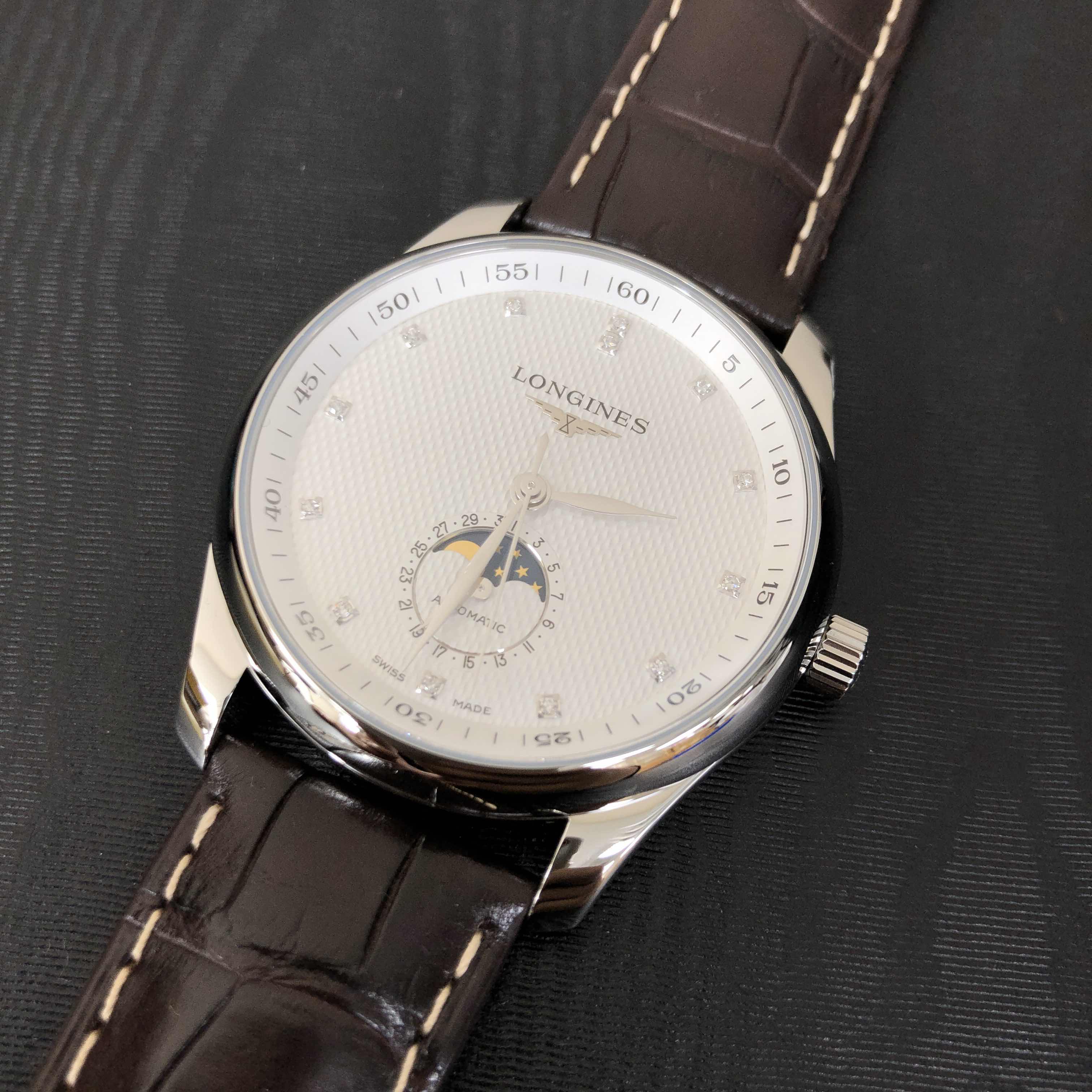 Longines Master L2.909.4.77.3 Automatic White Dial Brown Leather Strap Stainless Steel Replica Watch - Image 5
